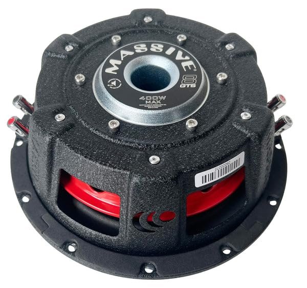 Massive Audio GTS8 | 8 200 Watts RMS / 400w MAX Dual 4 Ohm Shallow Mount Slim Car Subwoofer
