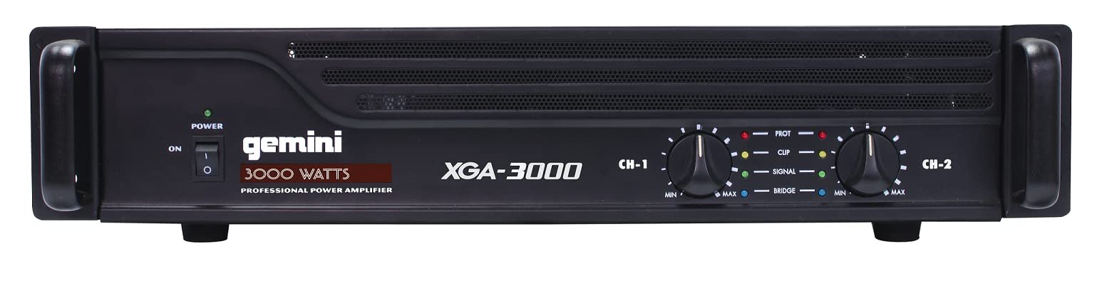 Gemini Sound XGA-3000 Class AB 2X 200W Professional-Grade DJ Amplifier - Multizone Power Amplifiers for Live Sound, Rack Mount Design, Ideal for Karaoke & Mobile Rigs