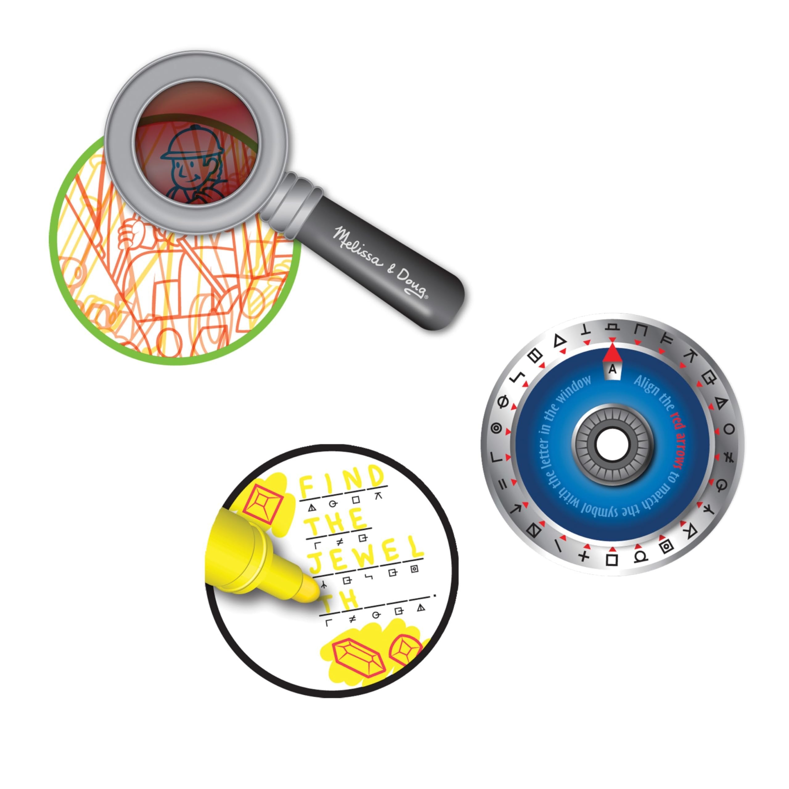 Melissa & Doug On the Go Spy Mystery Secret Decoder Book With Decoder Wheel and Magic-Reveal Pen