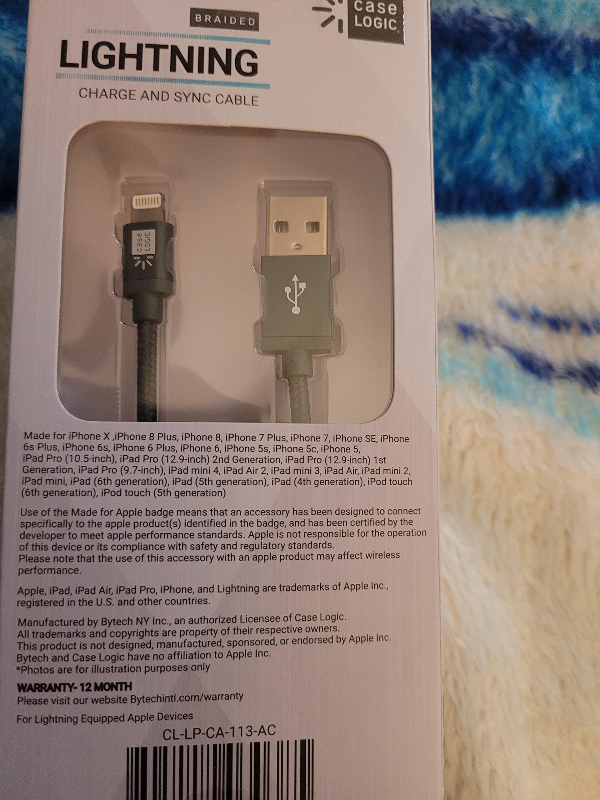 BYTECH CLLPCA113AC BYTECH 10" MFI LTG Cable Fabric-ASST