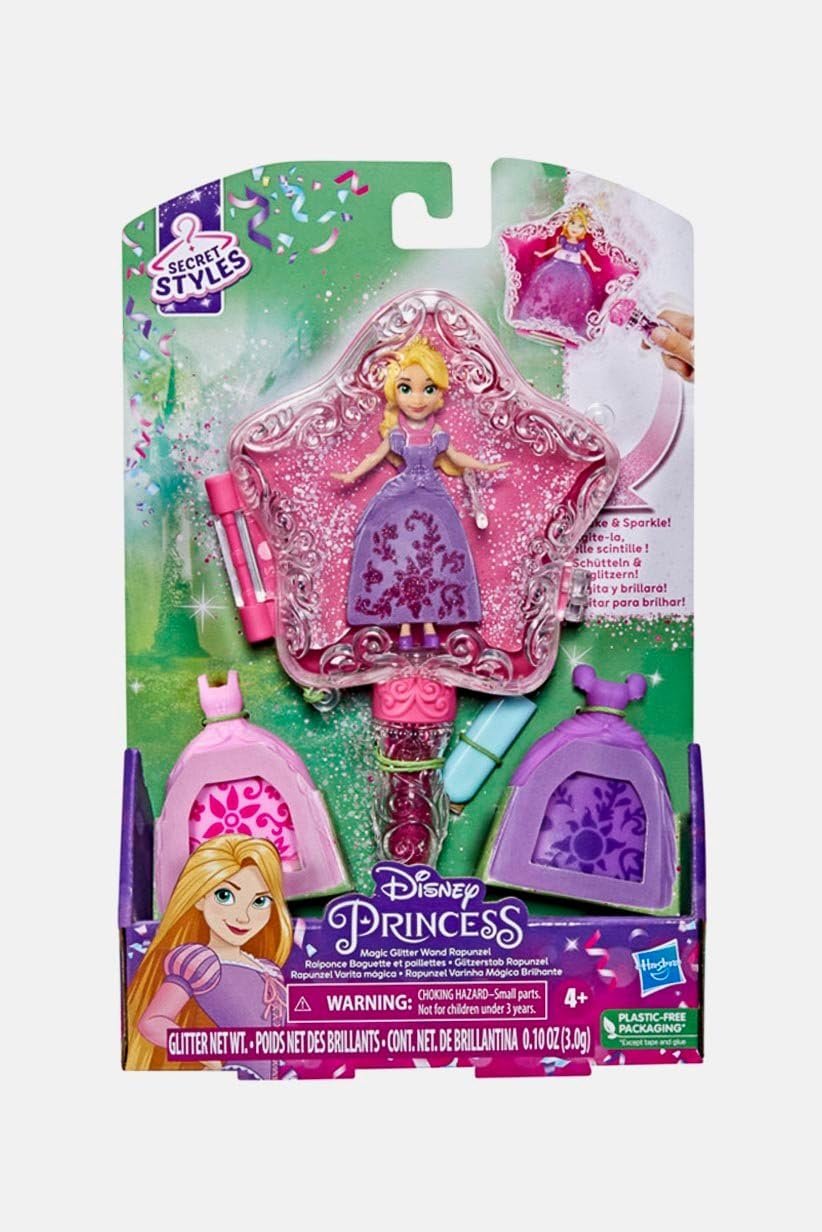 Disney Princess Secret Styles Magic Glitter Wand Rapunzel Doll and Wand Playset, Arts and Crafts Toy for Kids 4 and Up