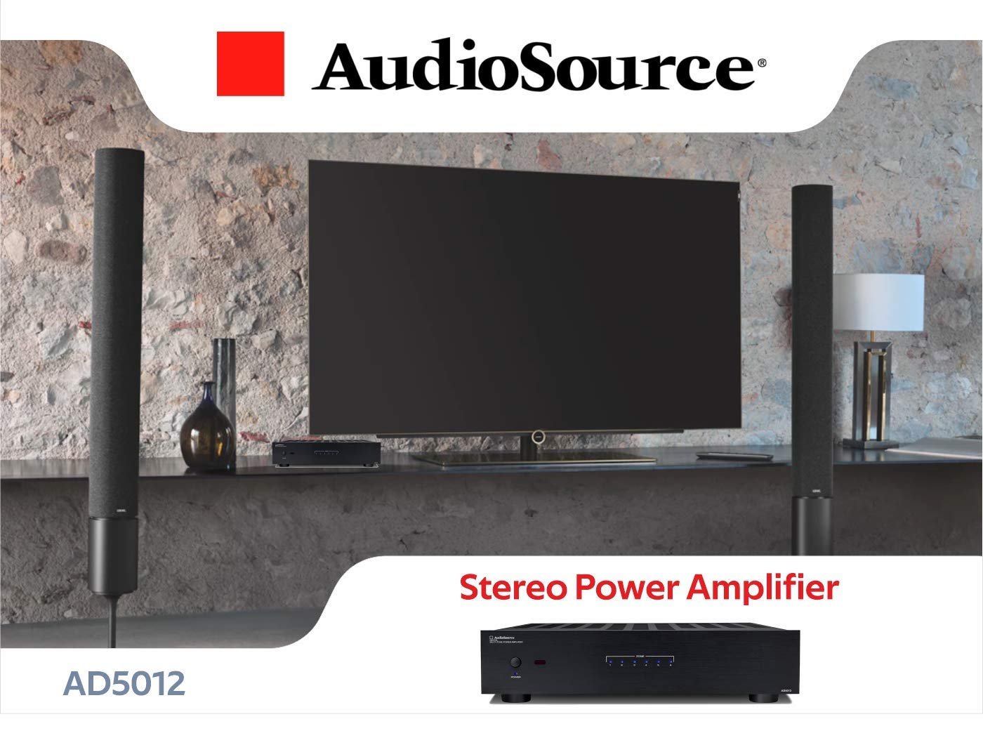 AudioSource Digital Amplifier, 12 Channel Stereo Versatility D Amplifier AD5012 for Home Sound Systems