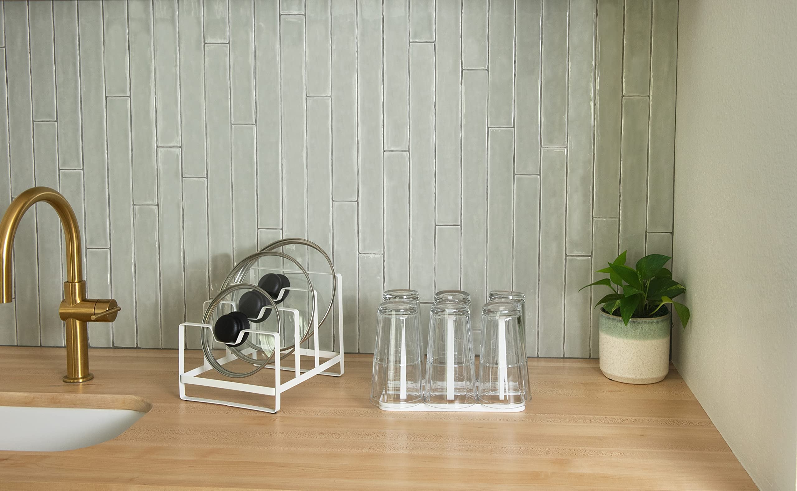 Kitchen Spaces Cup Storage Organizer, Standard, White