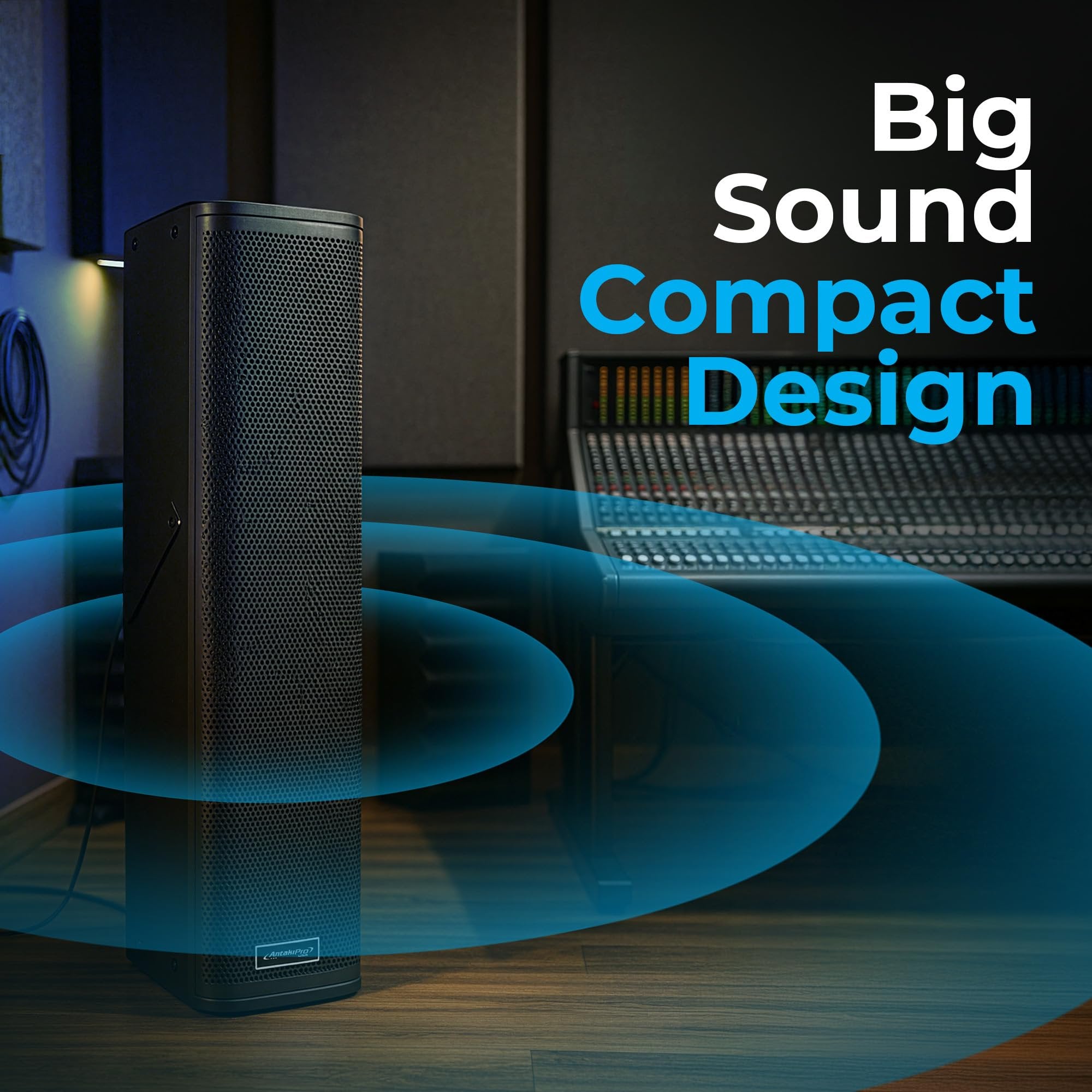 ANTAKRIPO Professional 1600W Powered Column Array Speakers – Active Wireless Speaker System with Digital Amplifier, DSP Control, USB, RCA/XLR, TWS Pairing & Master Volume Control
