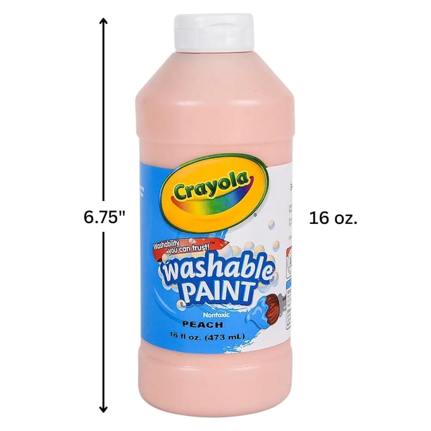 Crayola Washable Paint, 16 oz., Peach, Nontoxic Liquid Paint, 1 Piece, Great for Classroom Projects and Creative Activities