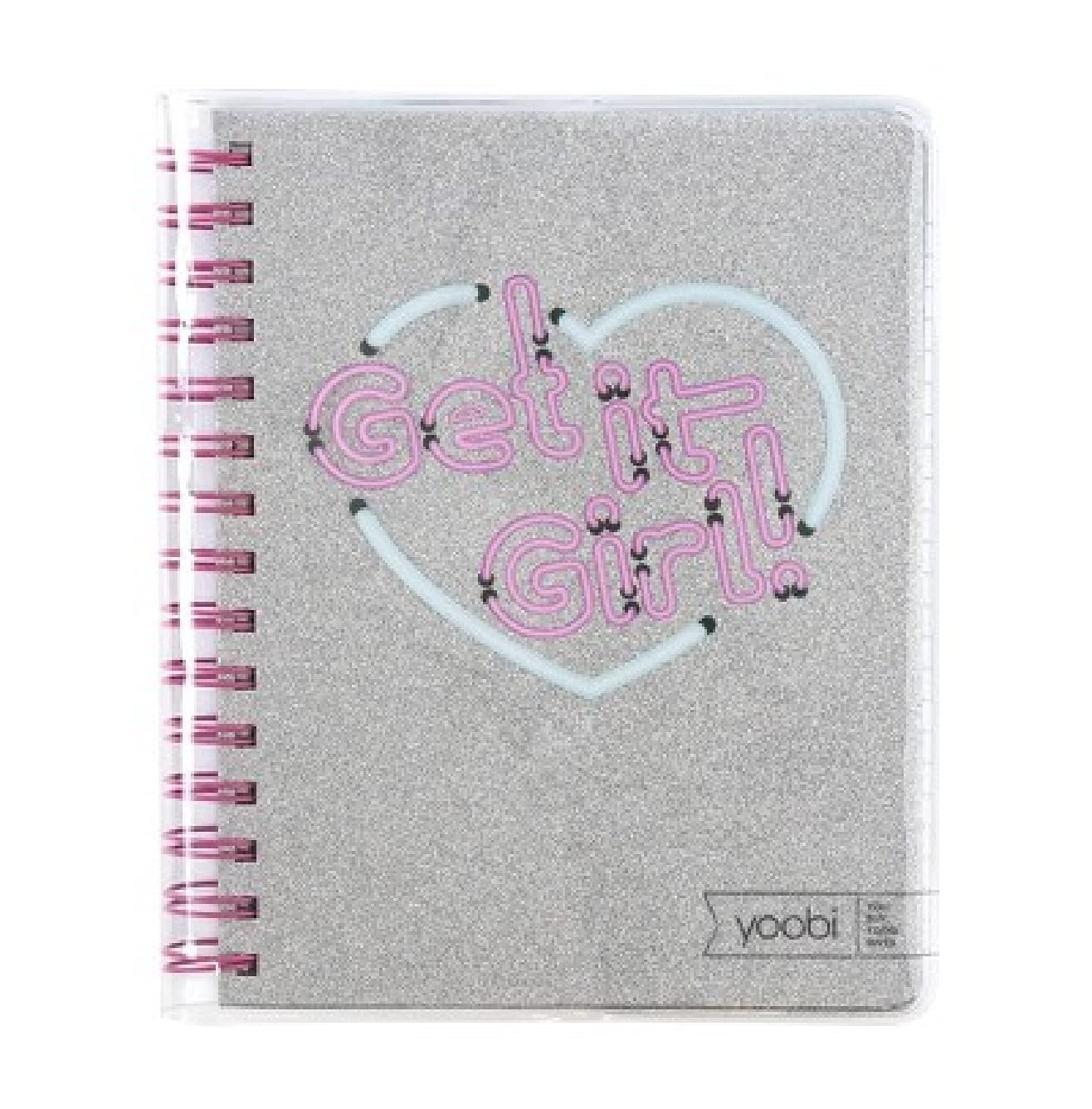 Yoobi Lined Spiral Journal Glitter - Get it Girl
