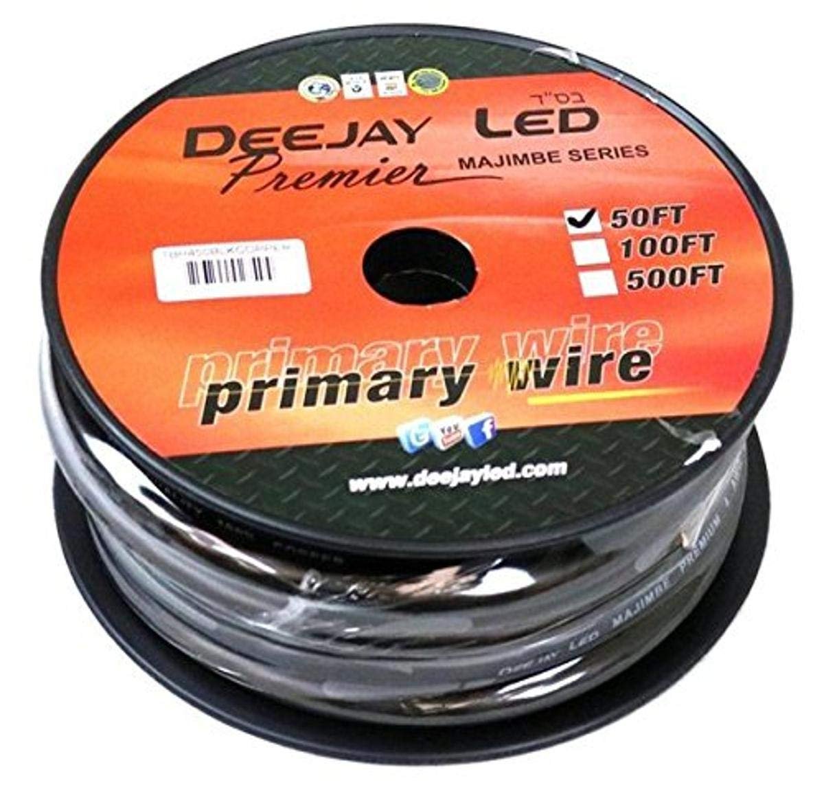 Four Gauge Thick Type Power Cable 50 Foot Length On Spool Black Aluminum Copper Cable Cca All Purpose Power Cable Stranded Wire Style With Thick Black Outer Jacket DEEJAY LED TBH450BLKCOPPER