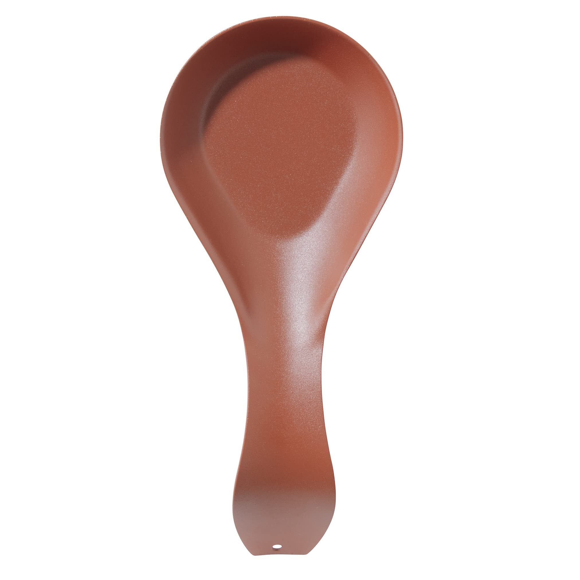 OGGI Stainless Steel Spoon Rest- Long Handle Holds Kitchen Utensils in Place, Great Spoon Rest for Kitchen Counter, Stove Top, or Coffee Station; Kitchen Accessories, Utensil Rest, Brick red