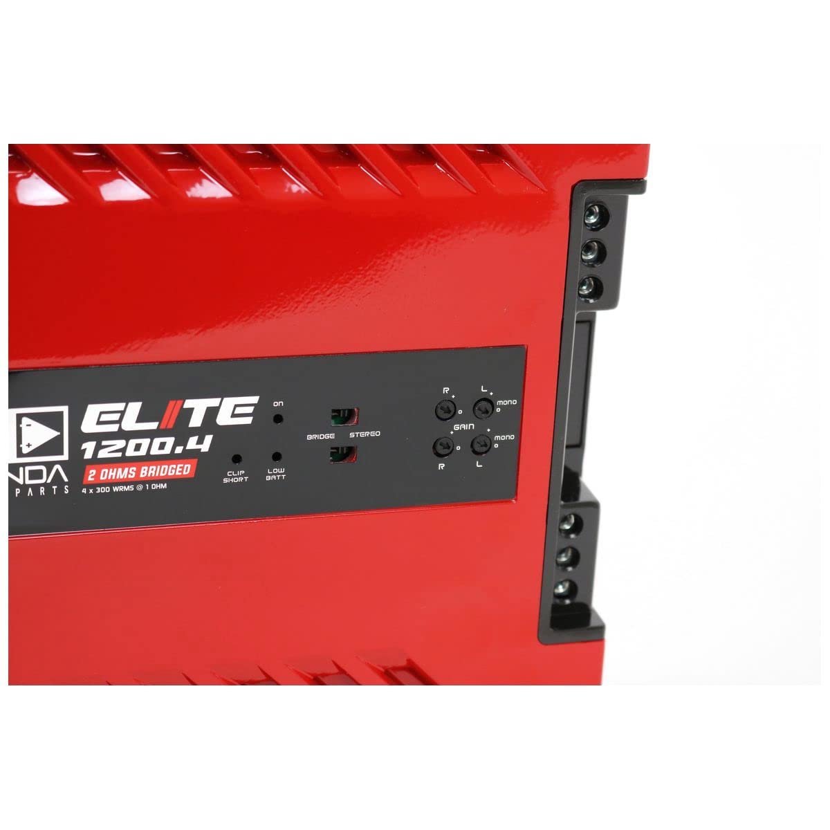 4-Ch. Vehicle Audio Bass Amplifier - 300W D Class High-Powered Mono Bass Amp w/Subsonic Filter & Low Pass Filter Stable @ 1 Ohm, LED Indicators, Sound Specialization, RED - BANDA 1200.41OHMRED