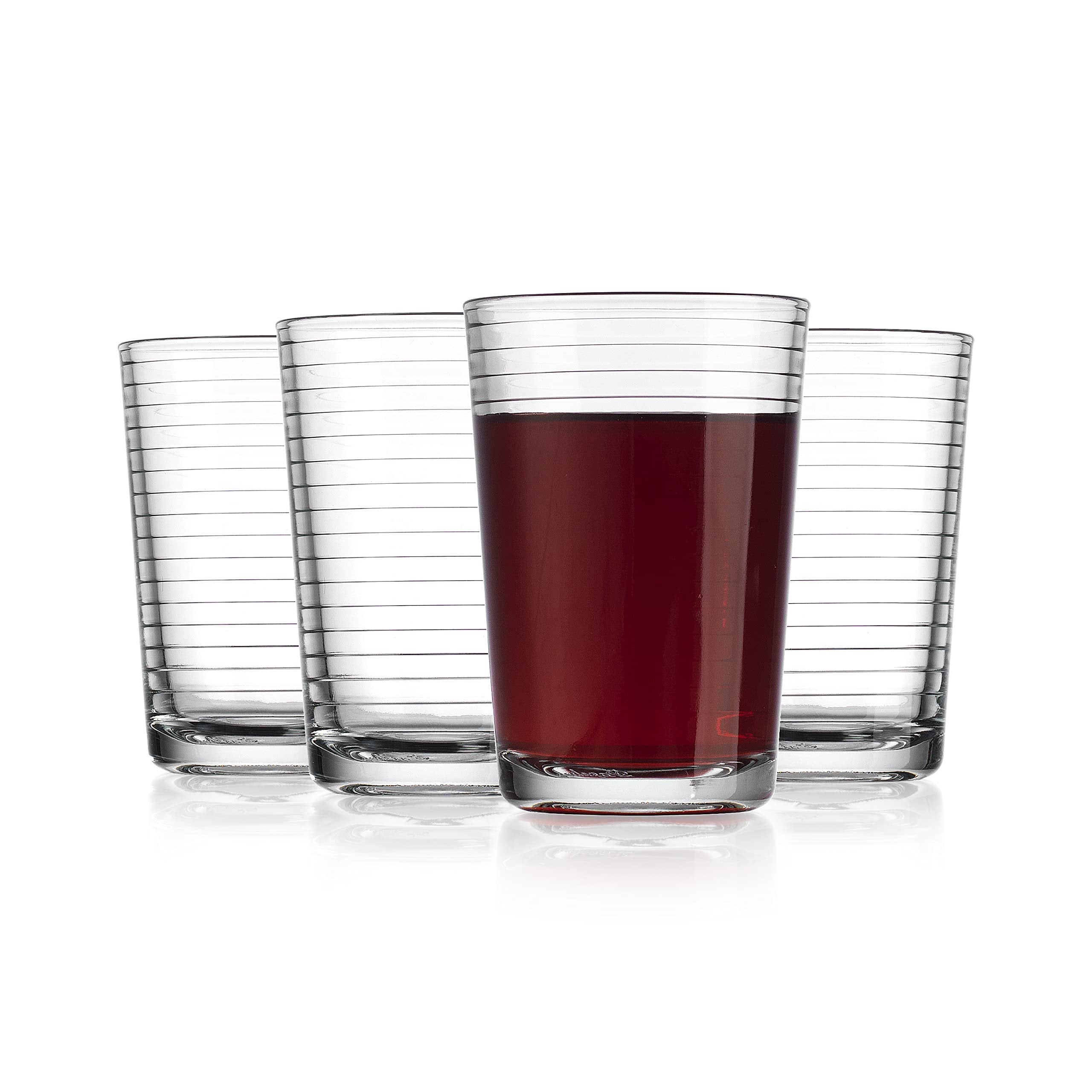 Juice Glasses 7 oz. Set Of 4 Glass Cups – By Home Essentials and Beyond – Beverage Water Tumblers for Juice, Whiskey, Cocktails, Iced Tea. Dishwasher safe.