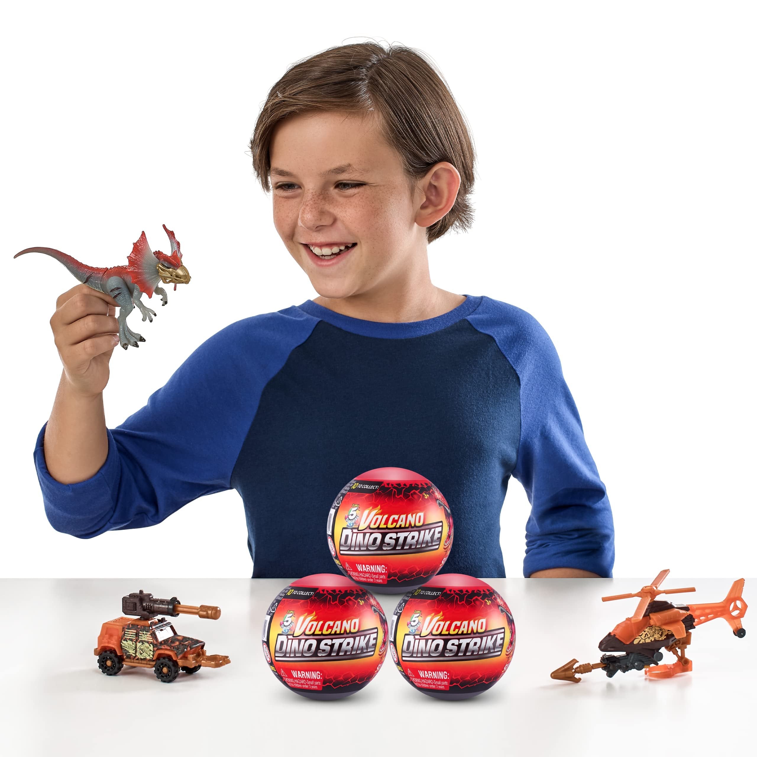 5 Surprise Dino Strike Series 4 (2 Pack) by ZURU Amazon Exclusive Mystery Collectible Mini Dinosaur Toys Fossils Capsules for Boys and Kids (2 Pack),Multi-Color,77254