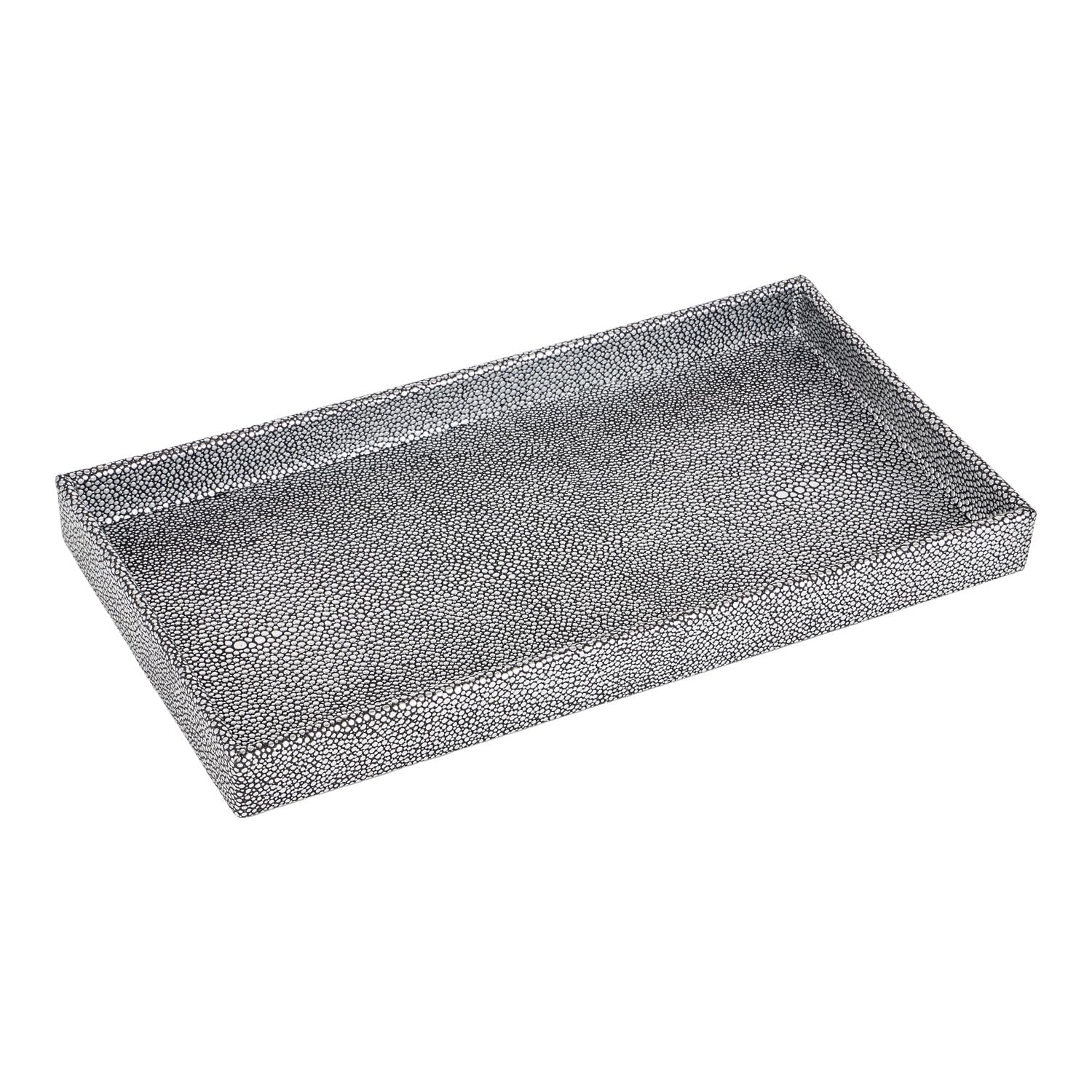 Home Basics Plastic Vanity Tray for Jewelry, Make up, Perfume, Cosmetics, Bathroom or Dresser Organizer, (Silver Texture)