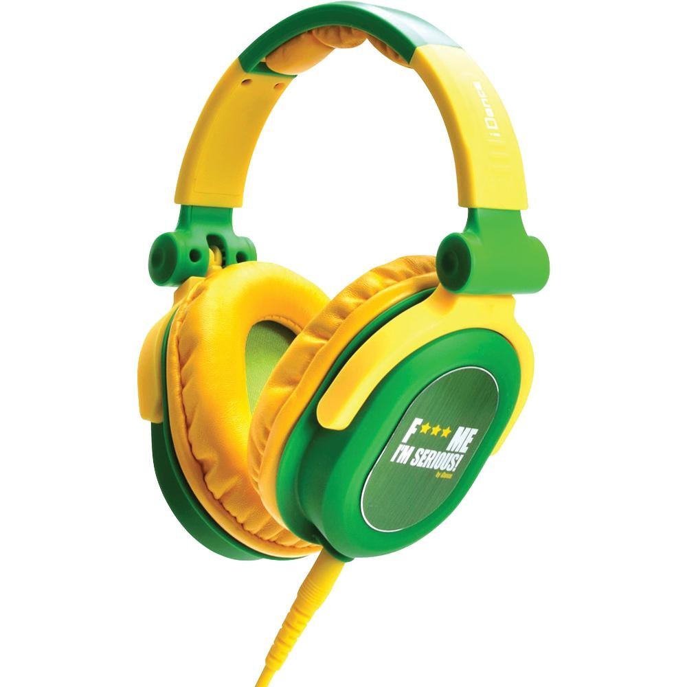 IDANCE Full-Sized Wired Over-Ear Headphones - Lightweight & Compact Overhead Band Headphones for iPhone/iPad/iPod/Tablet/Android, Built-in Mic, w/Durable Aluminium Brackets, Green & Yellow FDJ300