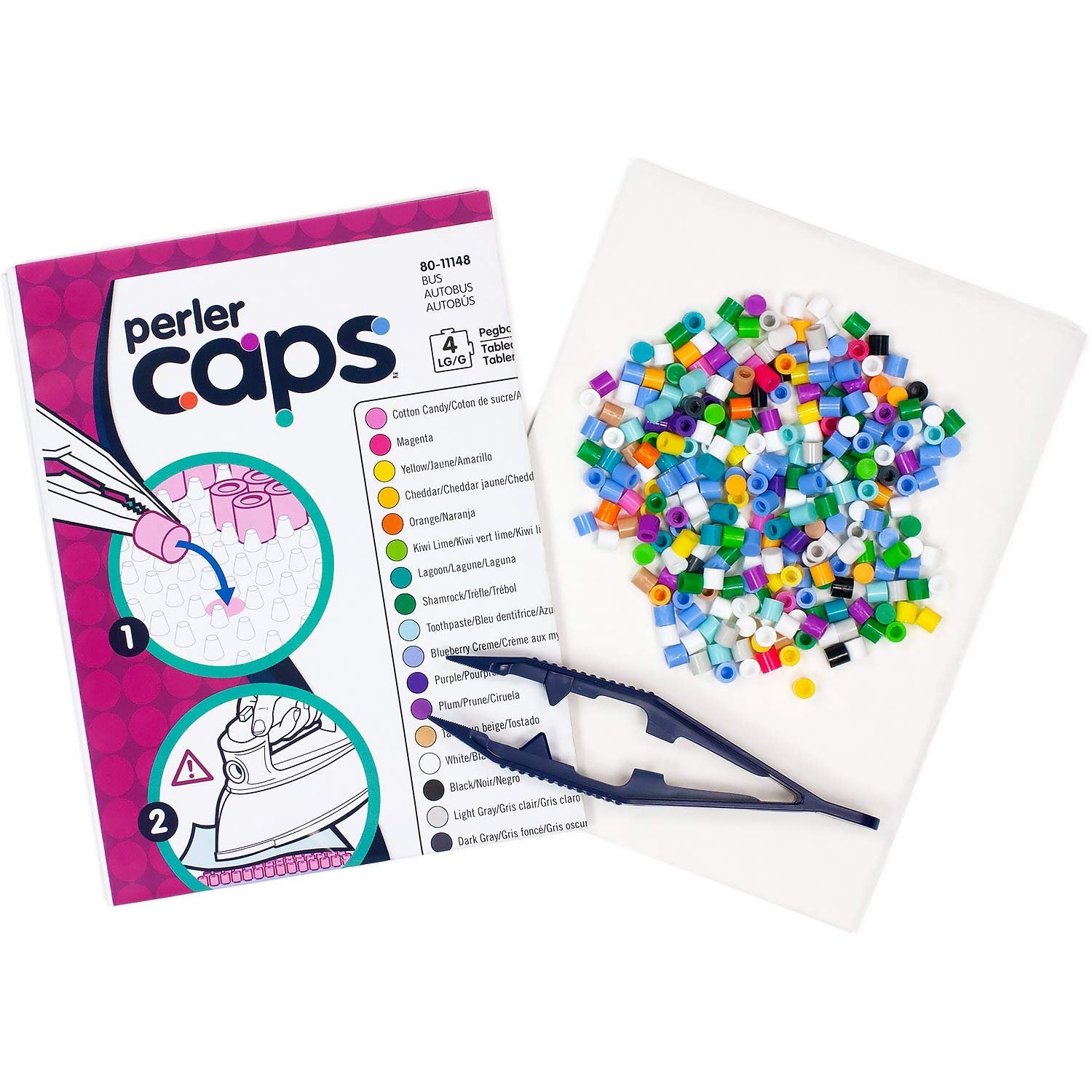 Perler 80-11148 Solid-Top Cap Fuse Beads, 3505pcs, Bus Pattern Kit