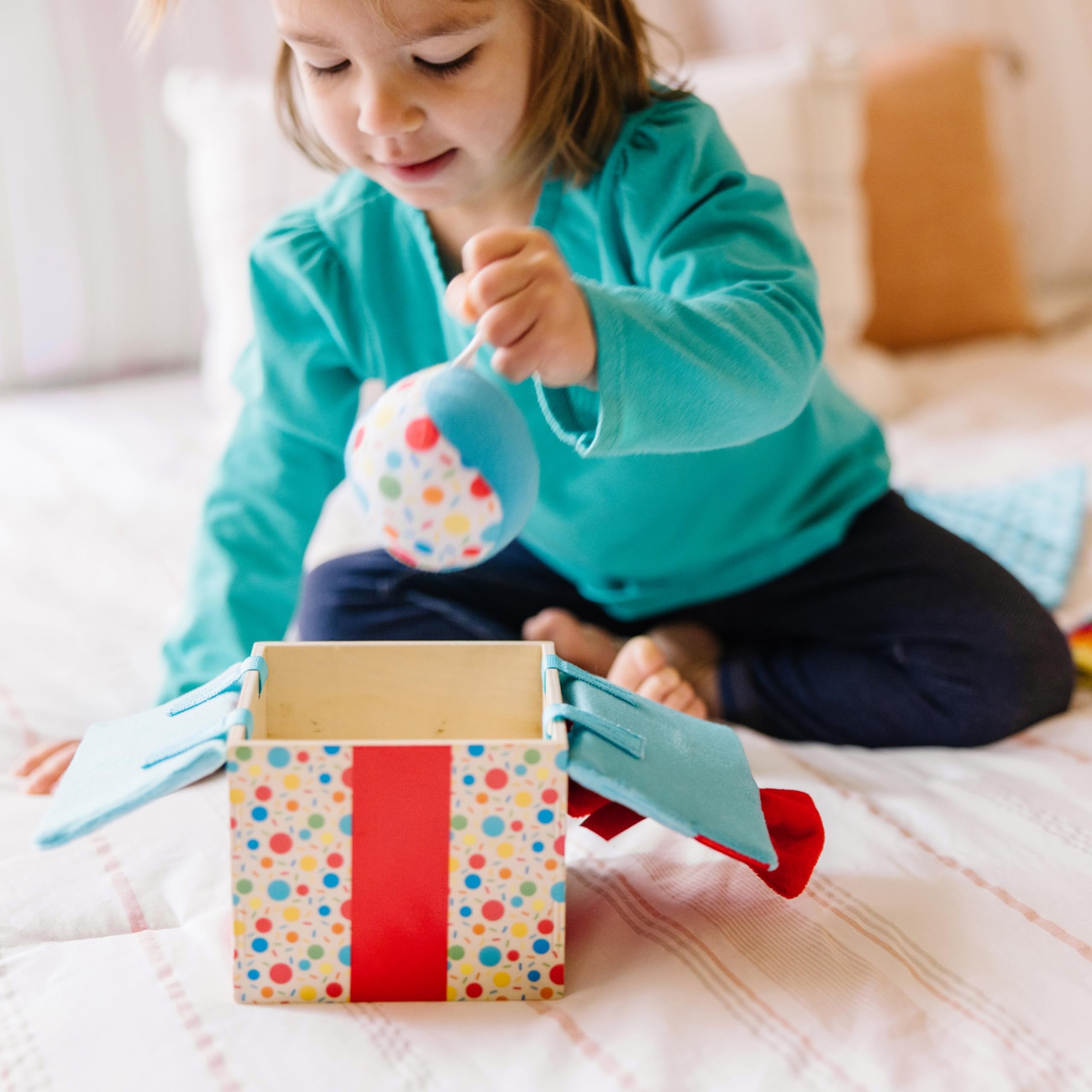 Melissa & Doug Wooden Surprise Gift Box Infant Toy (5 Pieces) Baby Toy Gift Set, Tactile Sensory Toy for Babies and Toddlers - FSC-Certified Materials