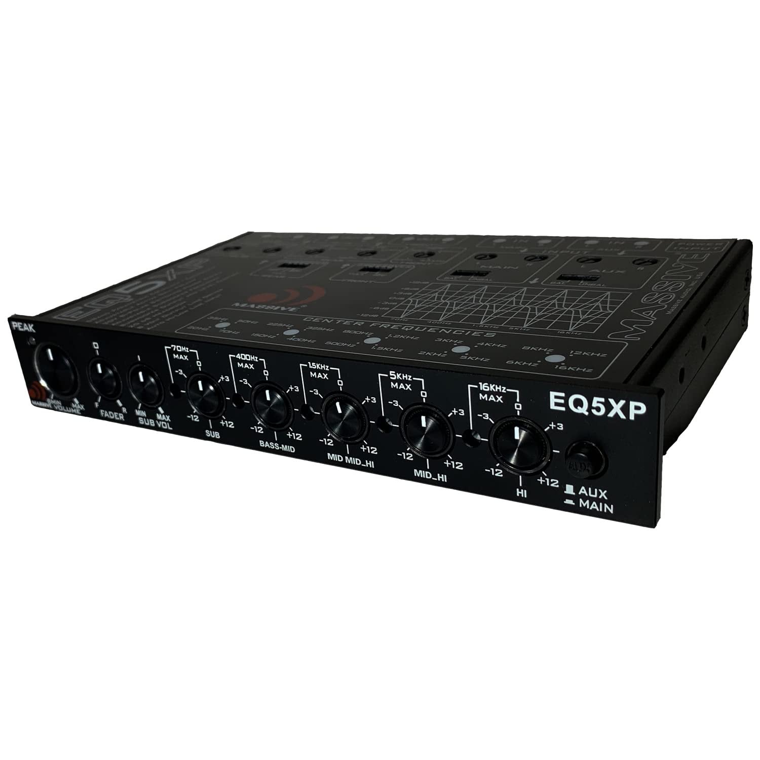 Massive Audio EQ5XP - 5 Band Car Audio Parametric Equalizer and Crossover with Active Front Stage, 6 Channel Output for Quick subwoofer Control and a bandpass Crossover for Your Rear Channels