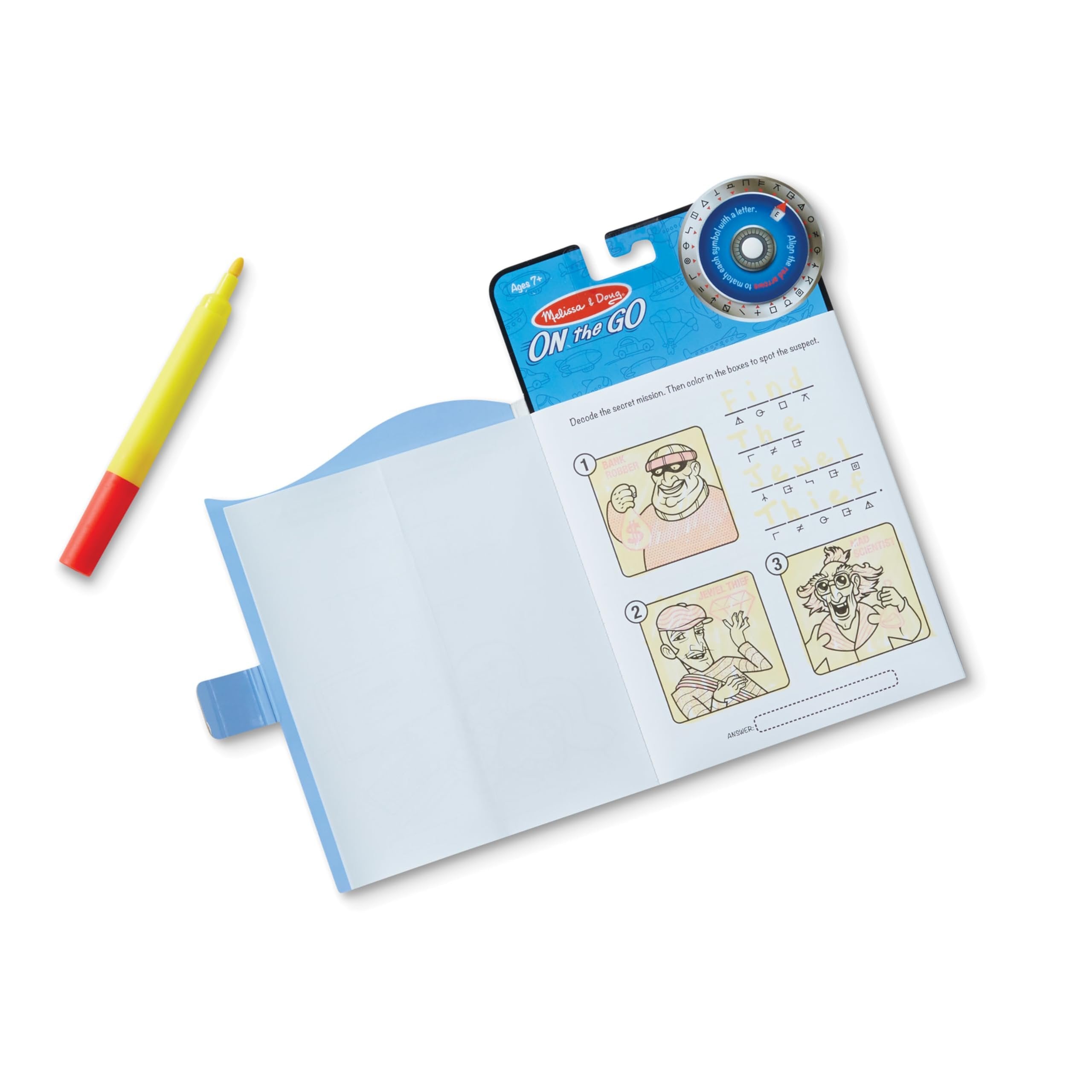 Melissa & Doug On the Go Spy Mystery Secret Decoder Book With Decoder Wheel and Magic-Reveal Pen