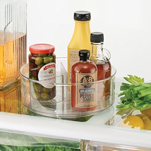iDesign Linus Divided Lazy Susan Turntable Kitchen Organizer for Pantry, Cabinet, Countertops-9", Tall, Clear, 22.86 x 0.254 x 8.59 cm