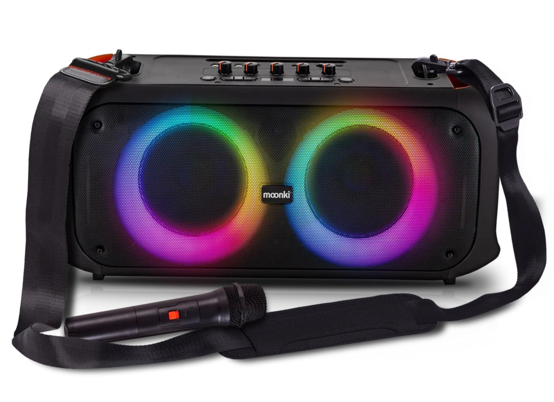 Moonki Sound MA-D65TR 6.5-inch × 2 Woofer LED Lighting Portable Active Party Audio Speaker Class D Amplifier Board TWS Function with Microphone Carrying Strap