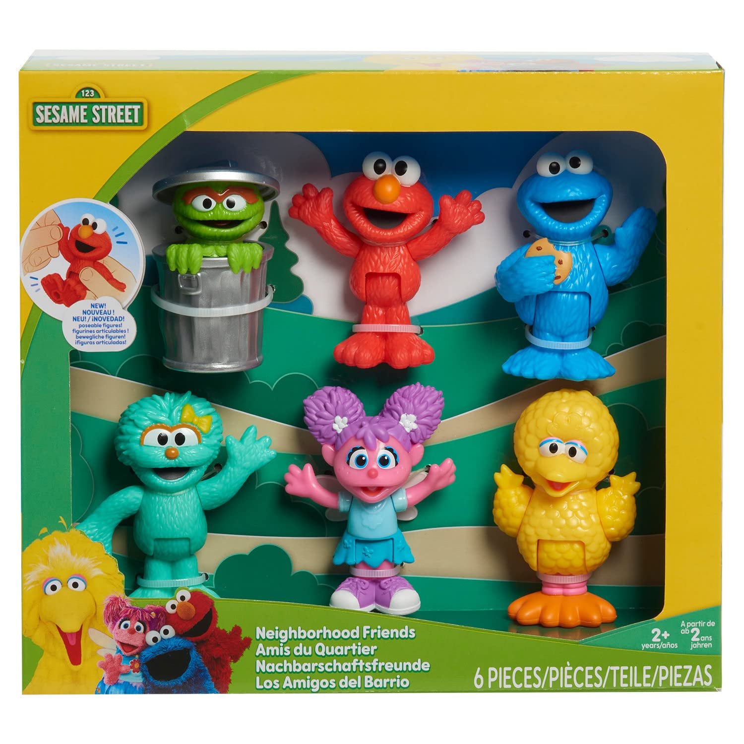 Sesame Street Neighborhood Friends, 6-piece Poseable Figurines, Officially Licensed Kids Toys for Ages 2 Up by Just Play