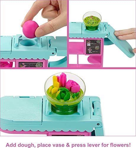 Barbie Florist Doll & Playset, Flower-Making Station with Molds, 3 Dough Colors & Accessories, Blonde Fashion Doll
