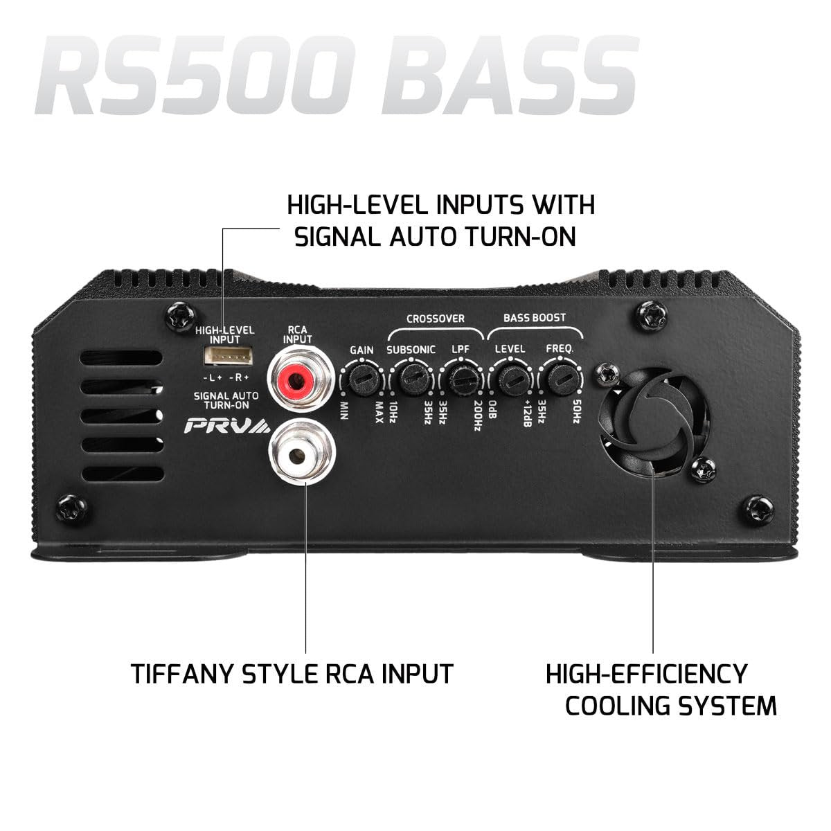 PRV Audio RS500BASS2OHM Amplifier Class-D Monoblock 1 Channel Subwoofer Amp 500 Watts RMS at 2 Ohm