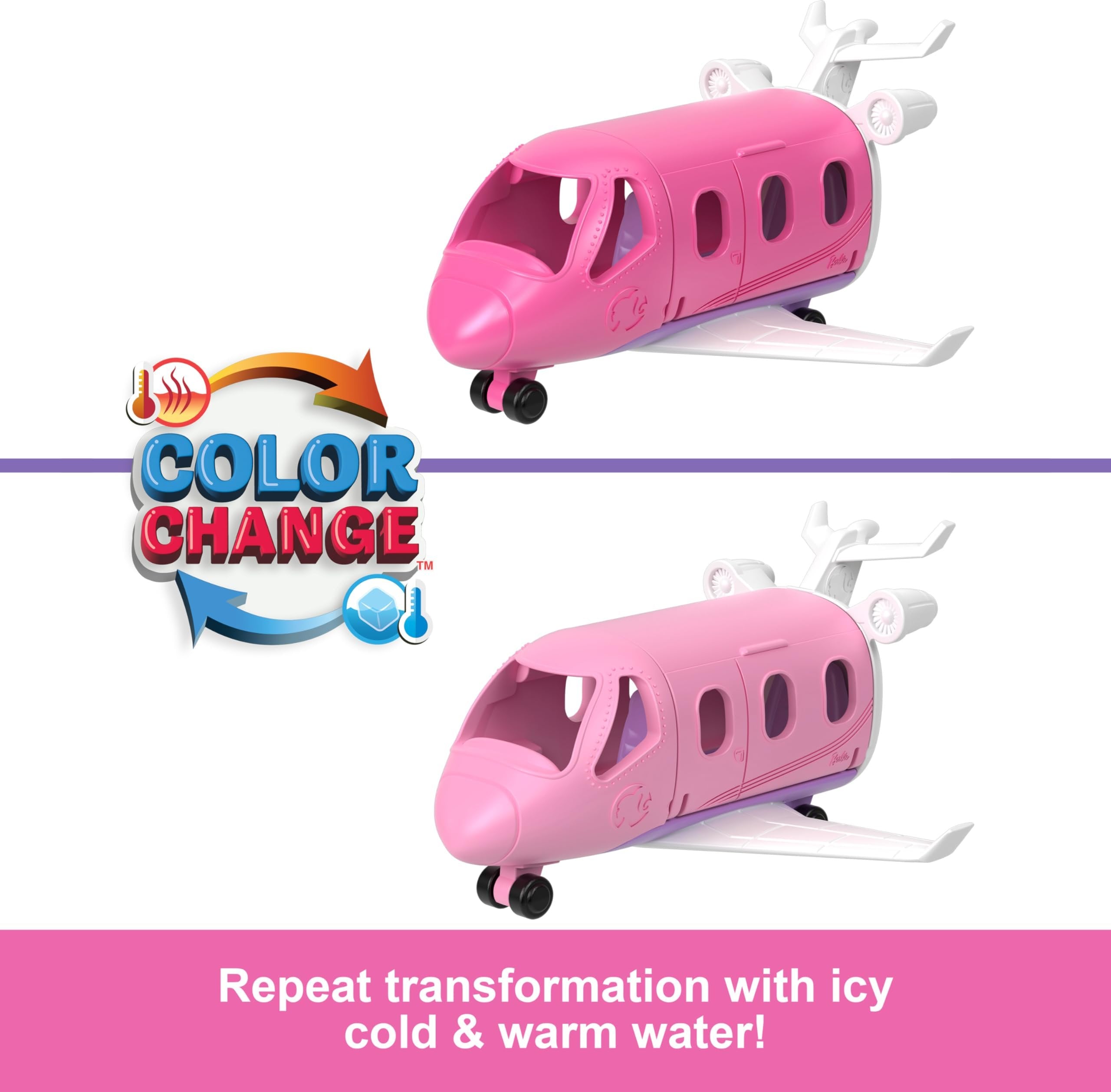 Barbie Mini BarbieLand Toy Vehicle Playset with 1.5-inch Doll & DreamPlane with Working Doors & Color-Change Surprise