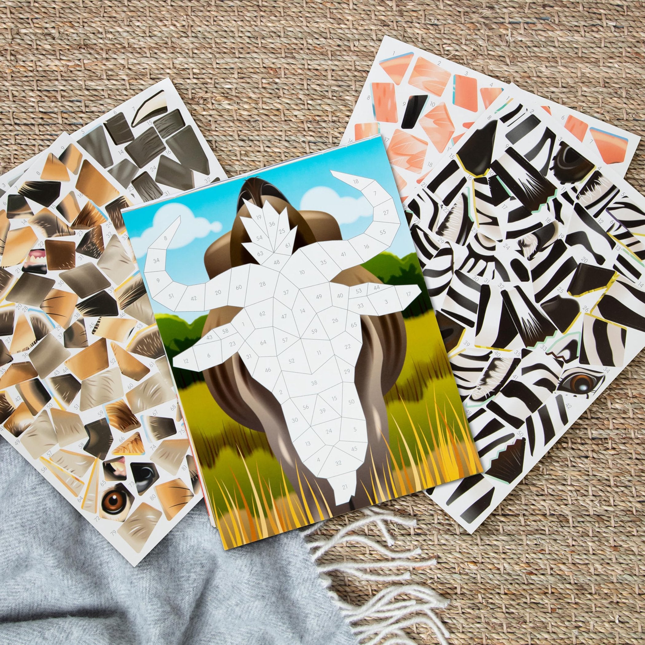 Melissa & Doug Mosaic Sticker Pad Safari Animals (12 Color Scenes to Complete with 850+ Stickers)