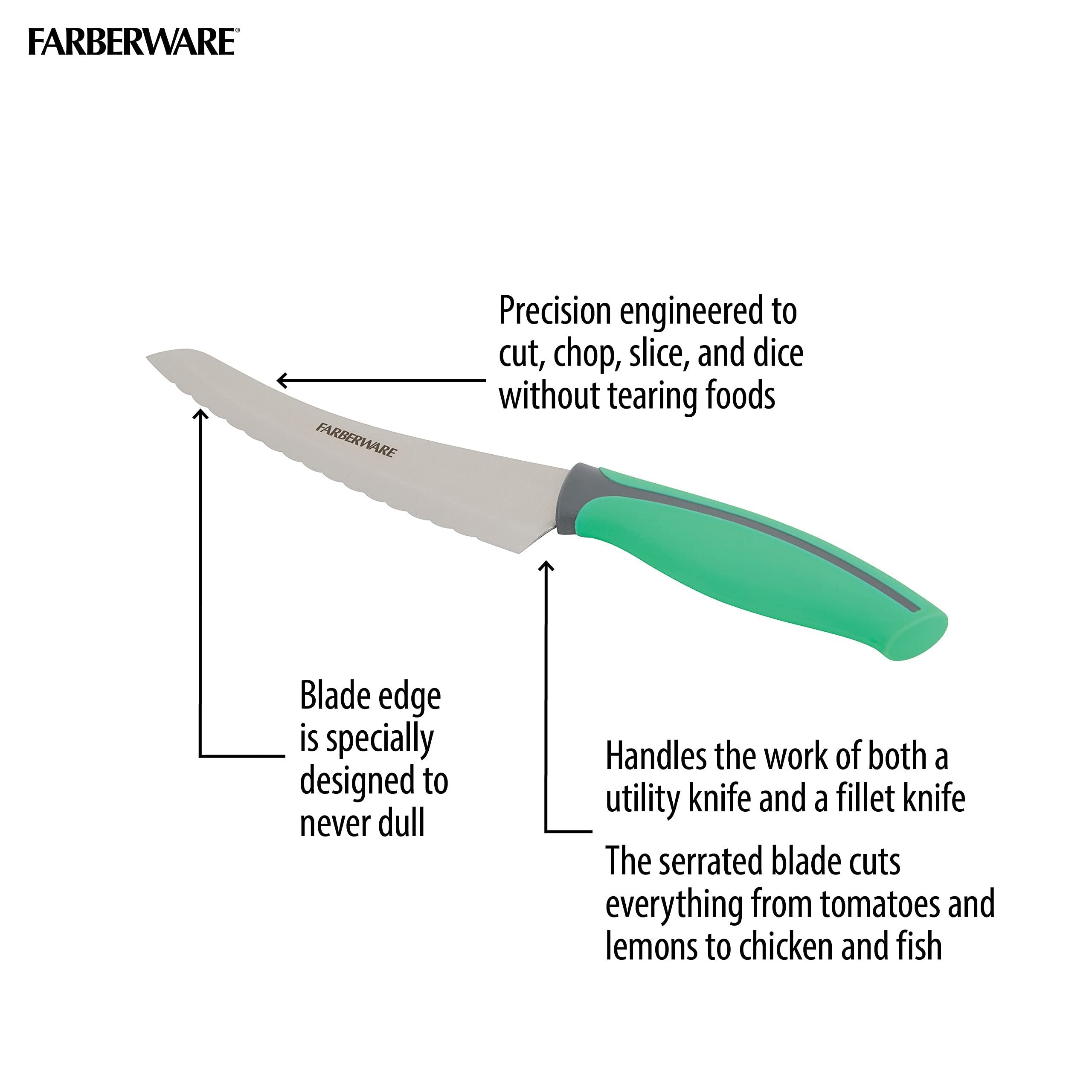 Farberware Slice Bread Knife Ultra-Sharp Serrated Blade, Ergonomic Soft-Grip Handle, Ideal for Precise Cutting, 8 inch, Maroon
