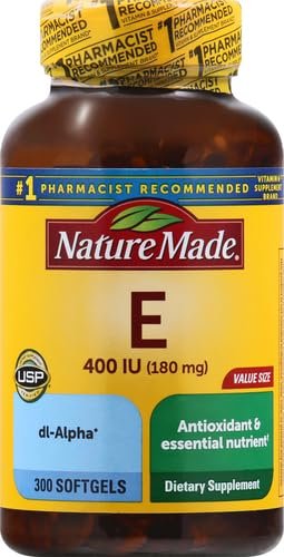 Nature Made Vitamin E 180 mg (400 IU) dl-Alpha, Dietary Supplement for Antioxidant Support, 300 Softgels, 300 Day Supply