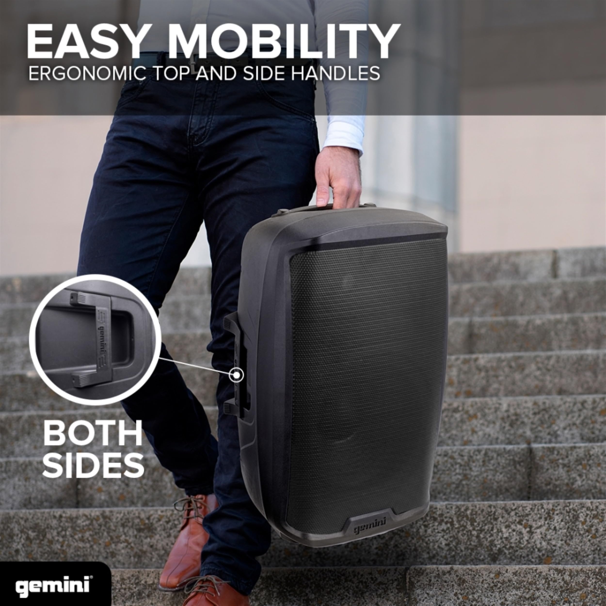 Gemini Sound AS-2115BT-PK 2000 Watt 15 Inch Woofer Professional Active Bluetooth DJ PA Speaker, Stand, Mic and Remote Set with Onboard 3-Channel. TWS Stereo Pairing/Linking and Pro Fly Points