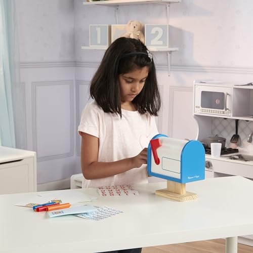 Melissa & Doug My Own Wooden Mailbox Activity Set and Educational Toy With Reusable Letters And Post Cards, Pretend Play Mailbox For Preschoolers And Kids Ages 4+