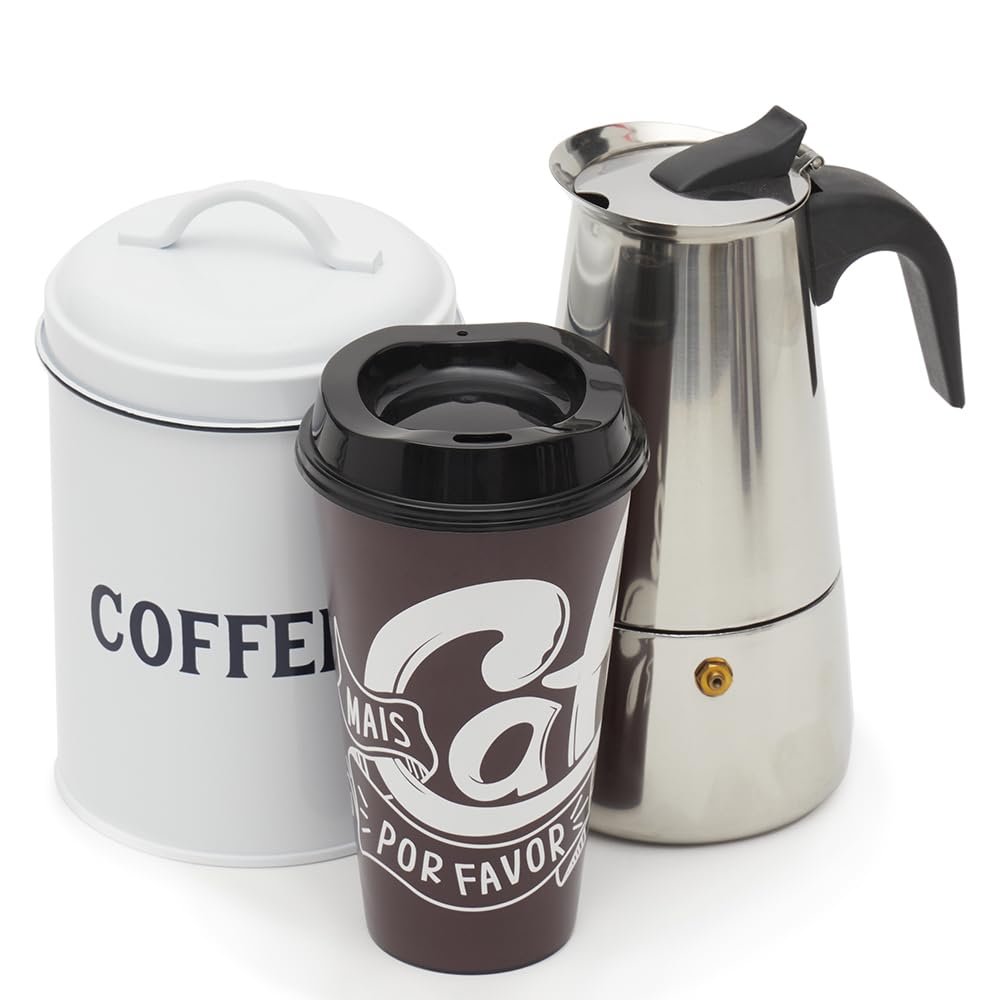 Home Basics 16 oz. 4-Pack of Reusable Plastic Coffee Cups with Lids, Brown