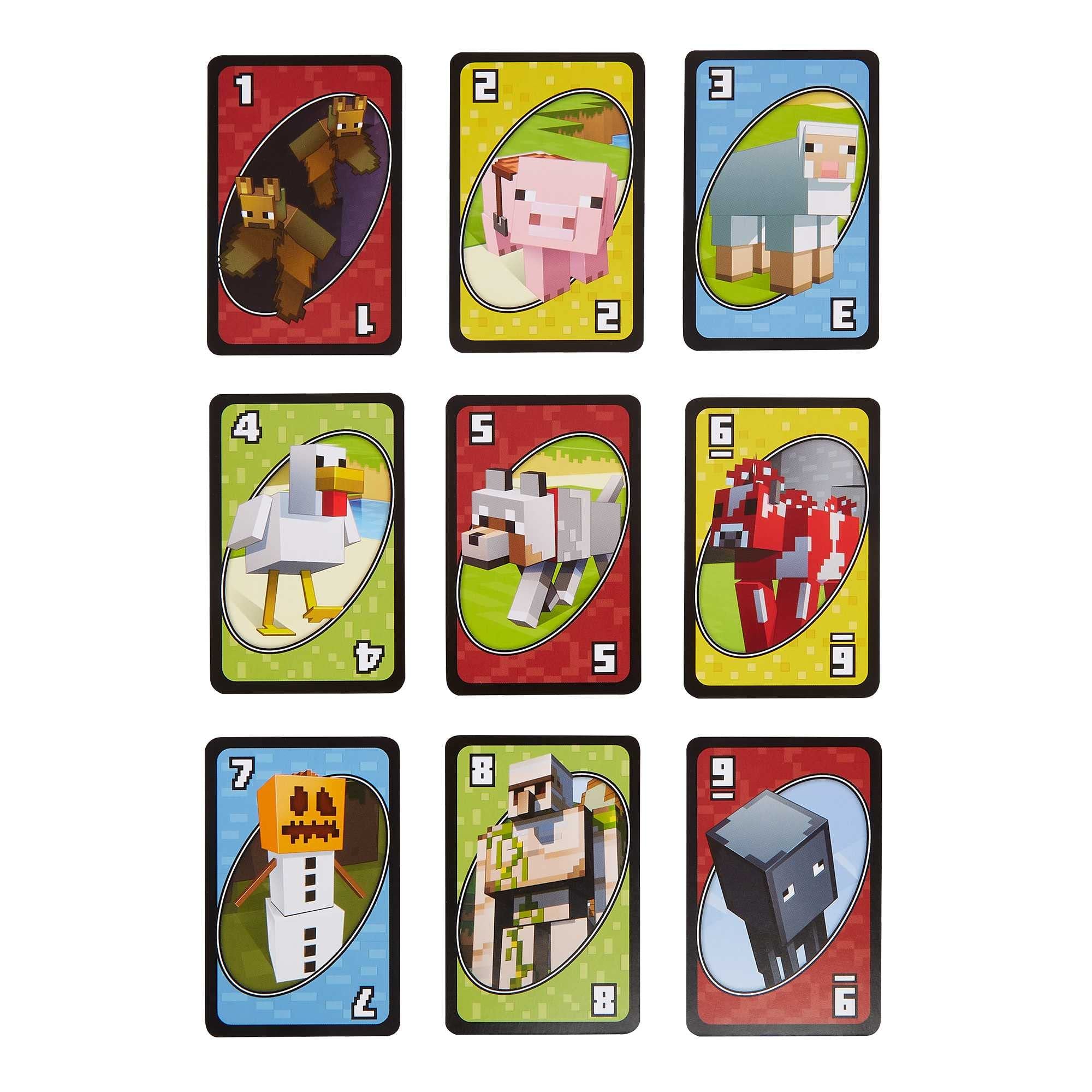 Mattel Games UNO Minecraft Card Game for Kids, Adults, Families & Parties, Deck & Special Rule Inspired by the Video Game, 2 to 10 Players