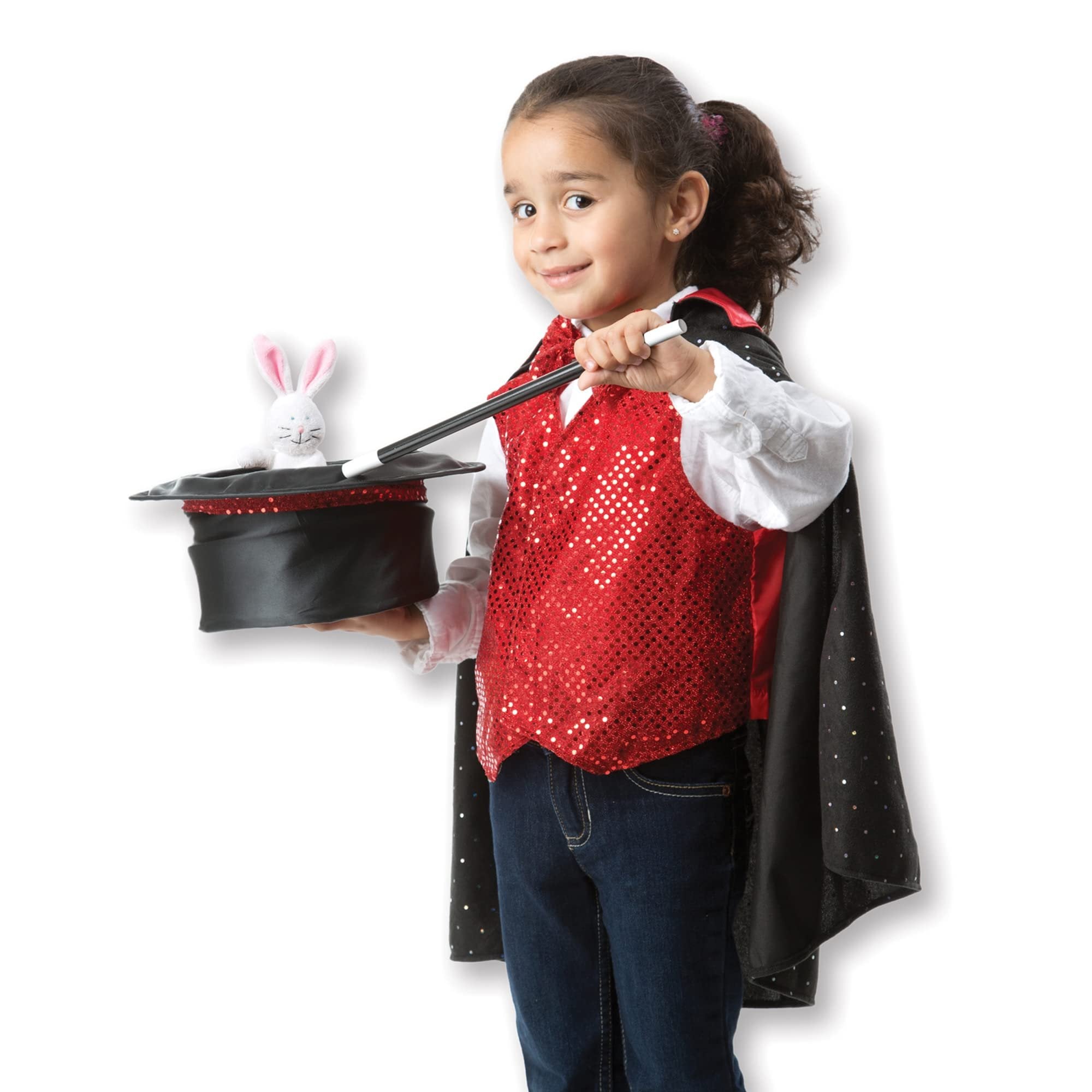 Melissa & Doug Magician Role Play Costume Set - Includes Hat, Cape, Wand, Magic Tricks