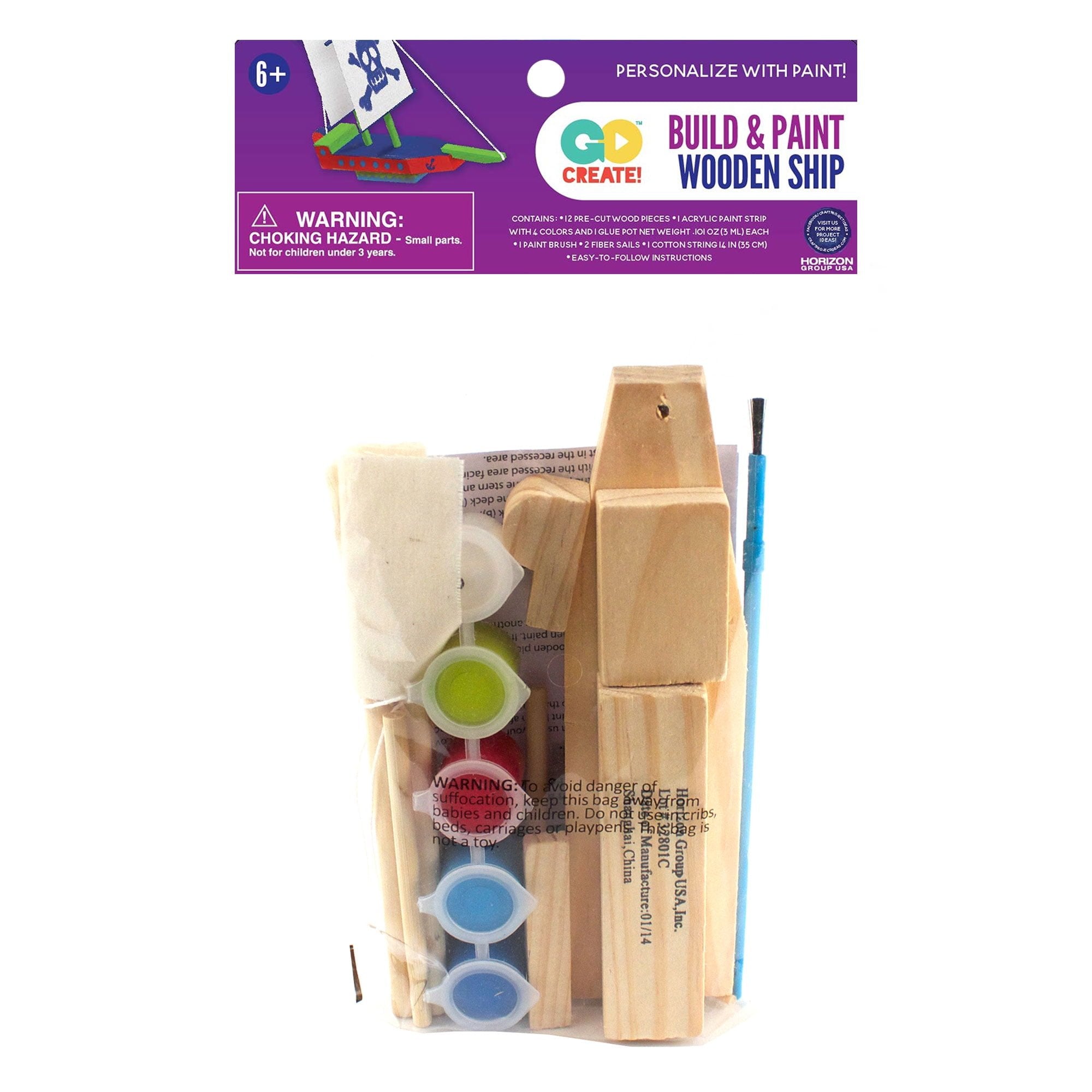 Go Create Build Your Own Wooden Pirate Ship, Arts & Crafts Set