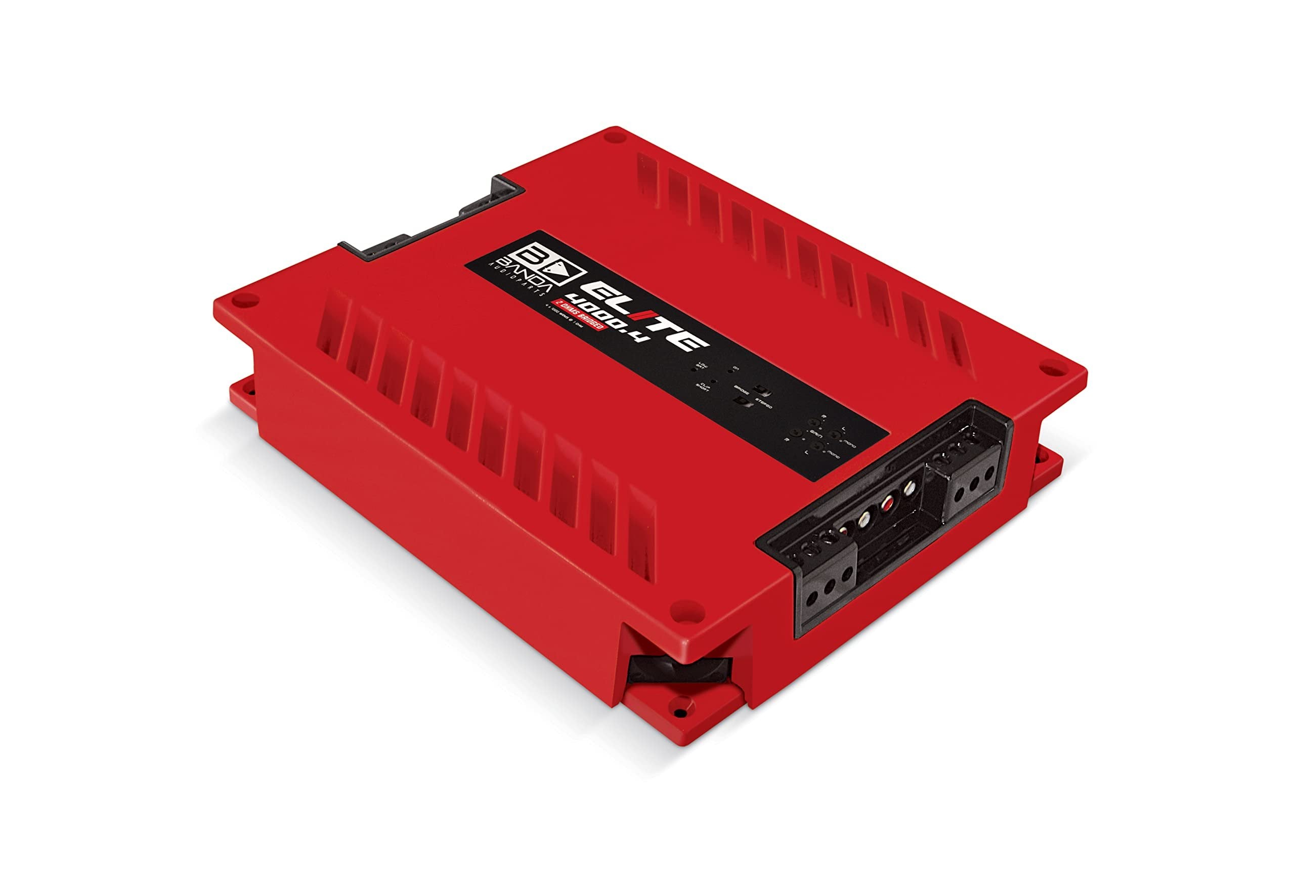 4-Ch. Vehicle Audio Bass Amplifier - 1000 Watts High-Powered Mono Bass Amplifier w/Subsonic Filter & Low Pass Filter Stable at 2 ohm, LED Indicators, Sound Specialization, Red - BANDA 4000.42OHMRED