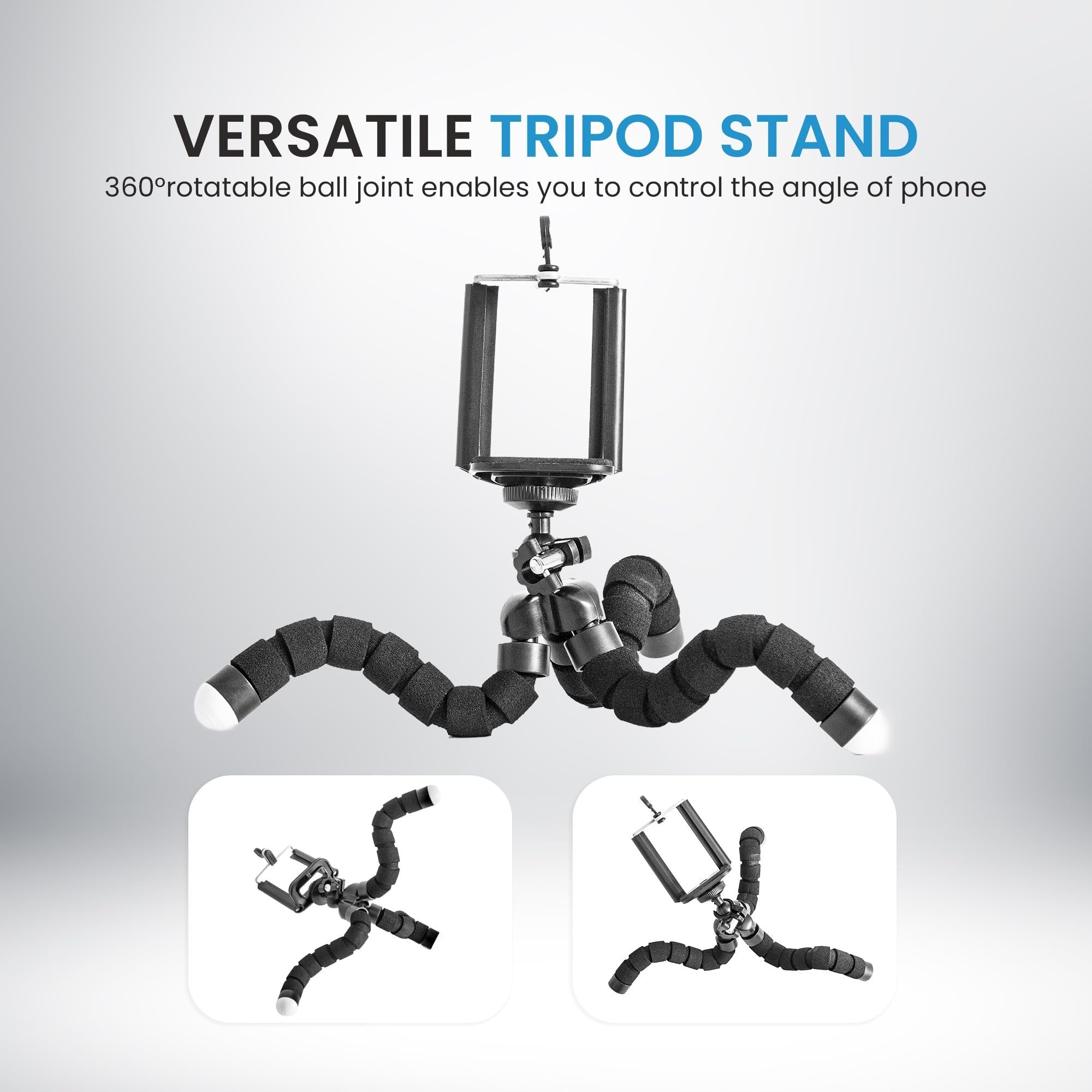 IDANCE Phone Tripod with Bluetooth Remote, 62" Flexible Tripod and Selfie Stick, Portable Tripod Universal Phone Holder Stand, Compatible with iPhone Android Phone