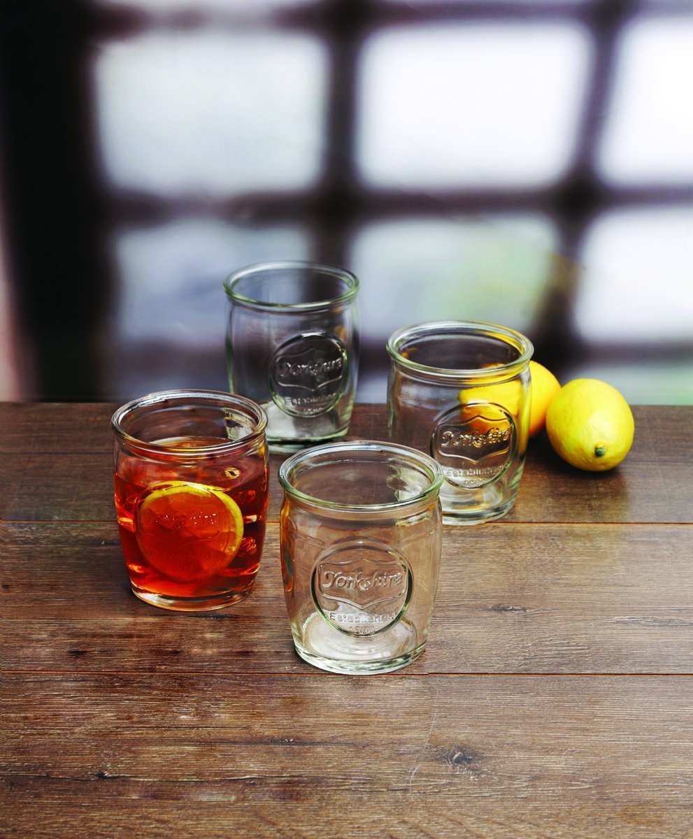 Circleware Yorkshire Whiskey Glass Drinking Glasses Set, 14 Ounce, Set of 4 Double Old Fashioned Clear Heavy Base Scotch Glass Cups