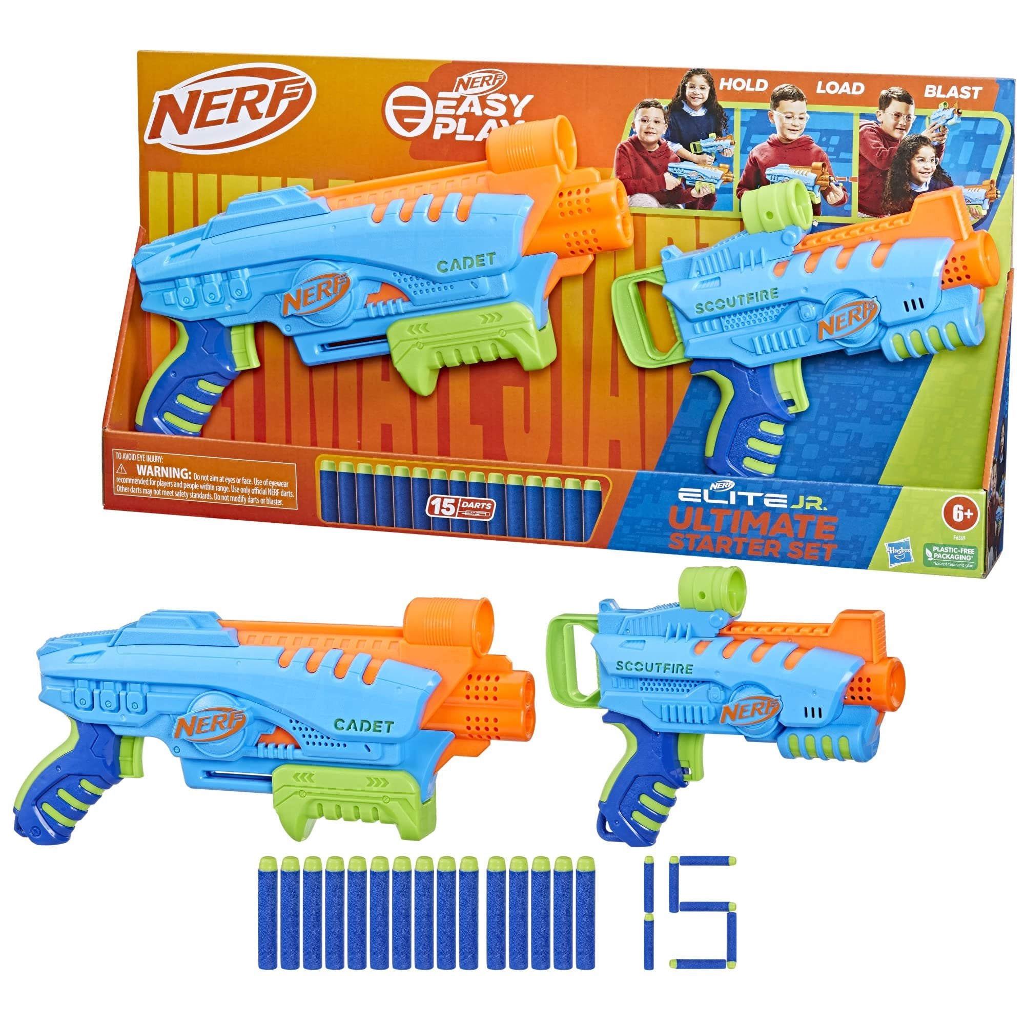 Nerf Elite Junior Ultimate Starter Set, 2 Blasters, 15 Nerf Elite Darts