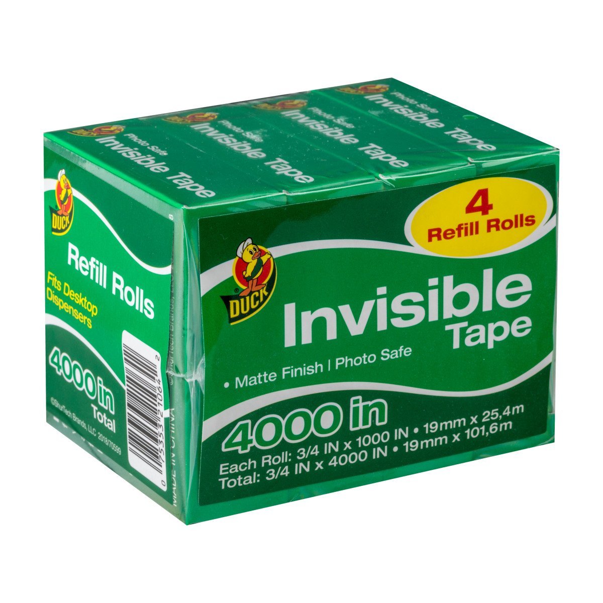 Duck Brand Matte Finish Invisible Tape Refill for Dispenser, 4 Rolls, Each Roll 3/4-Inch x 1000 Inches for 4000 Total Inches