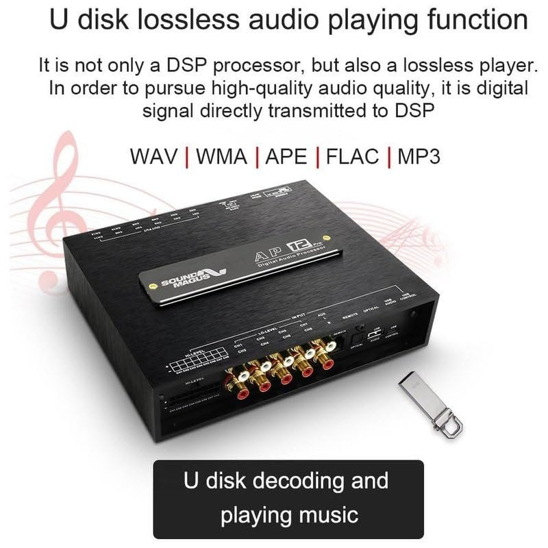 SOUND MAGUS AP12V3 DSP AP12 Pro 12-Channel Bluetooth USB Car Audio Signal Processor Controls 12 Amplifier Channels to RCA