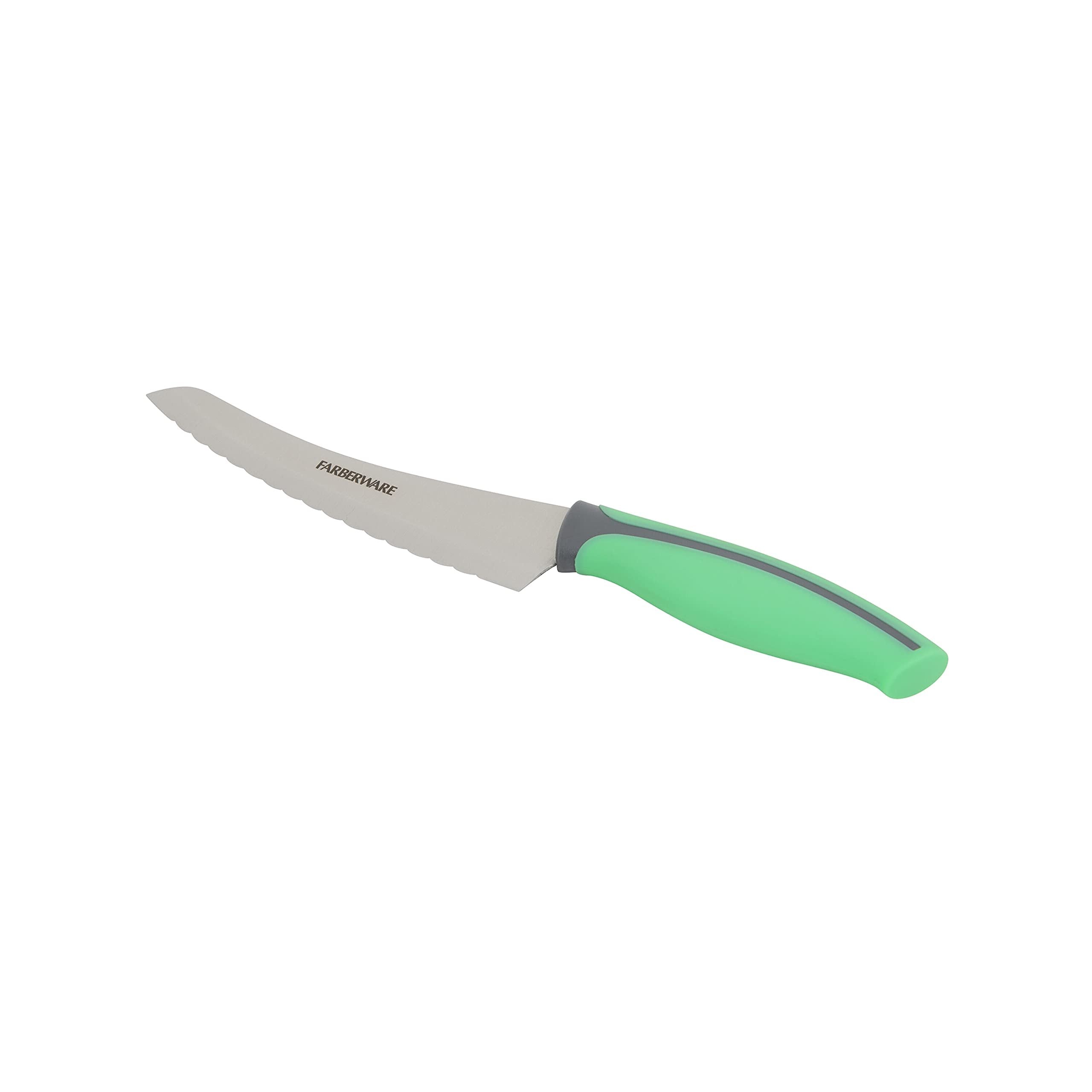 Farberware Slice Bread Knife Ultra-Sharp Serrated Blade, Ergonomic Soft-Grip Handle, Ideal for Precise Cutting, 8 inch, Maroon