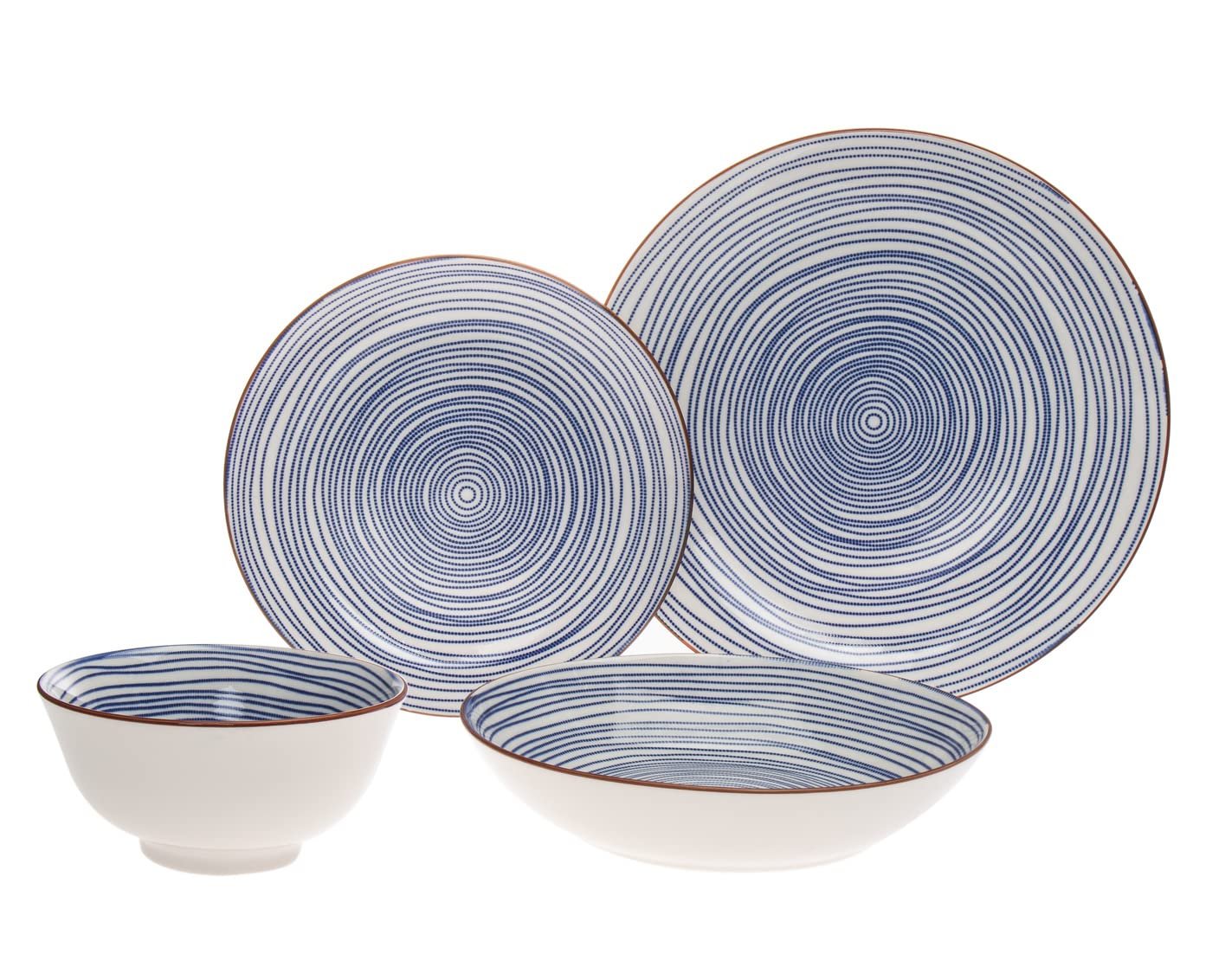Dinnerware Set Dinner Plate, Salad Plate, and Soup Bowl Molino by Godinger - 16 Piece set