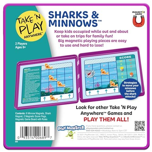 Take N Play, Anywhere Sharks & Minnows, Board Games for Kids- Board Games for Family Night, Family Games, Game Night, Family Board Games, Kids Toys, Travel Games, Preschool Toys, Ages 6+