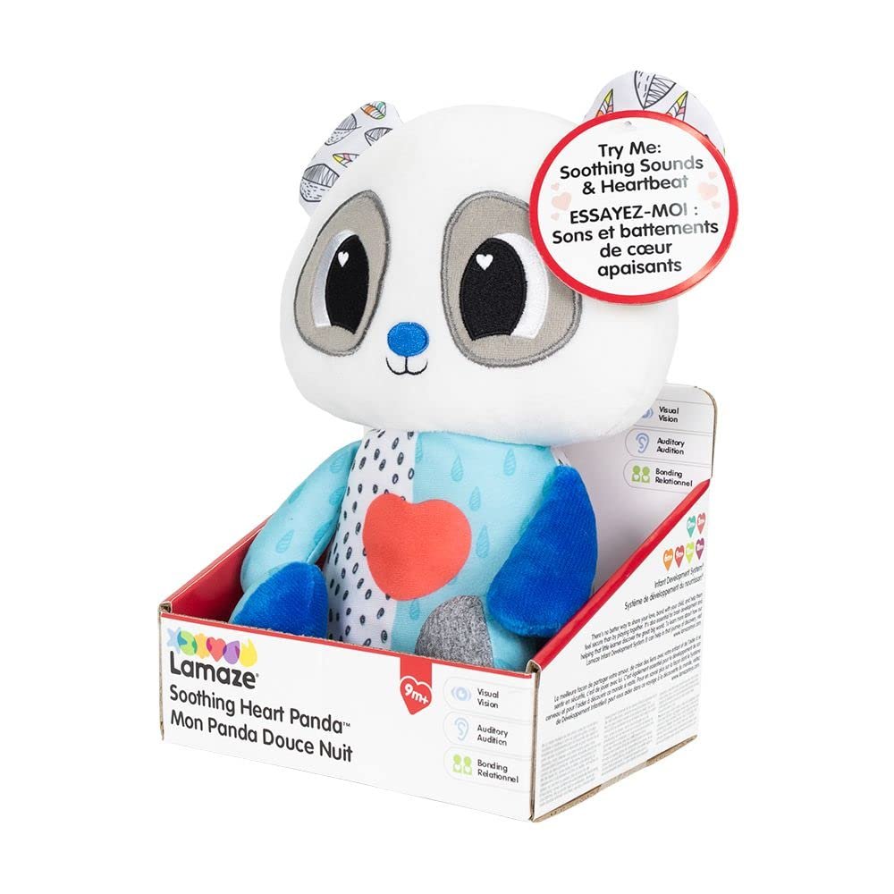 Lamaze Soothing Heart Panda Plush Lullaby Stuffed Animal - Vibrating Baby Soother Includes Calming Glowing Heartbeat and 3 Lullabies - Baby Light Up Toys and Musical Toys - Ages 9 Months and Up