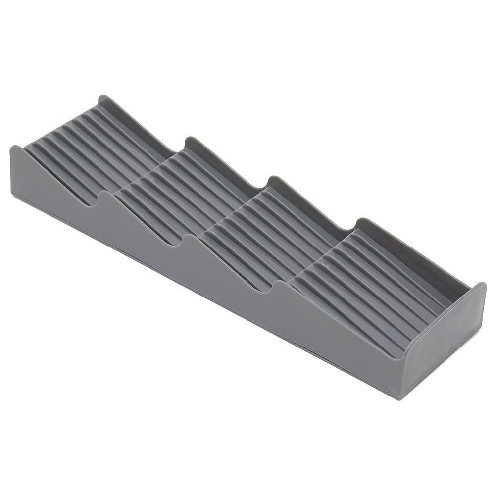 Home Basics Plastic Compact Kitchen Drawer Flatware Organizer, Grey