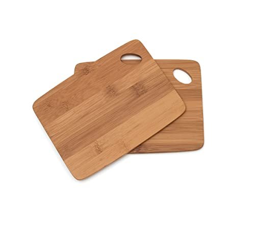 Lipper International Bamboo Wood Thin Kitchen Cutting Boards with Oval Hole in Corner, Set of 2 Boards, 6" x 8" x 0.25"