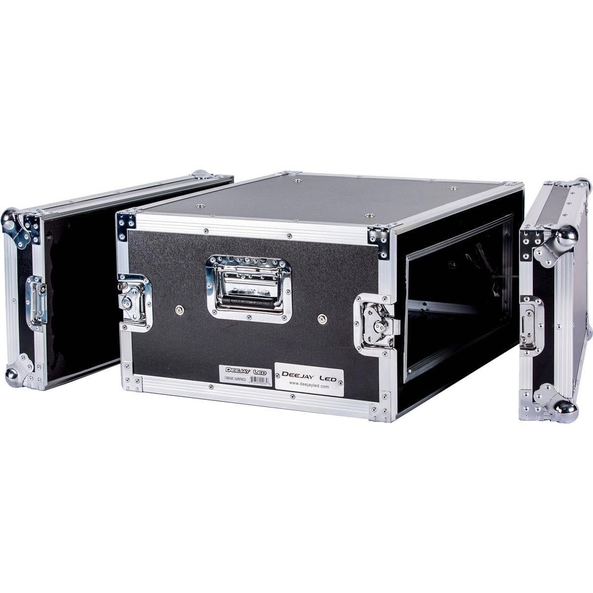 Deejay LED Fly Drive 4U Space Shock Mount Amplifier Case - 21" Body Depth with Wheels