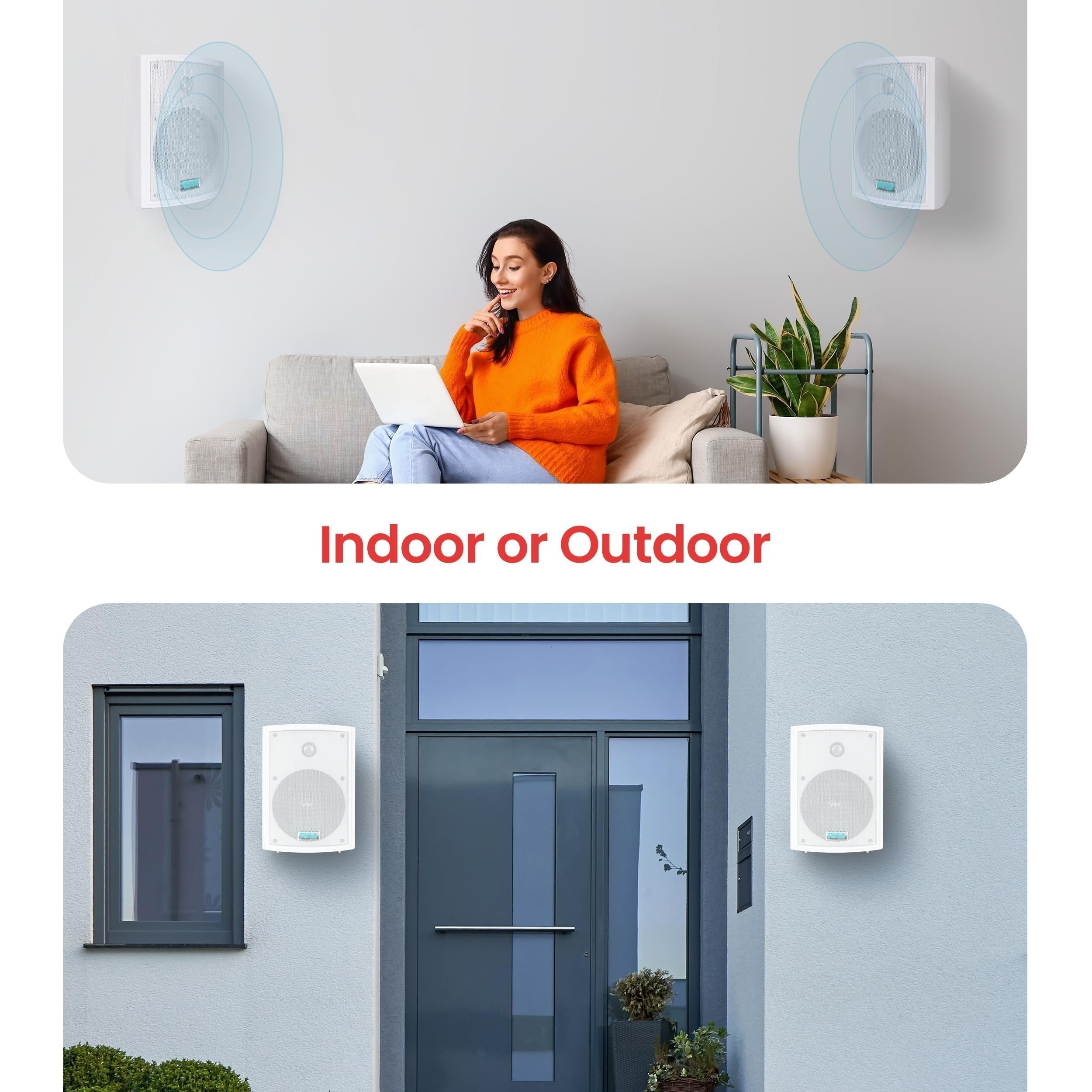 Pyle Home Pyle PDWR63 Dual Waterproof Outdoor Speaker System-6.5 Inch Pair of Weatherproof Wall or Ceiling Mounted White Speakers w/Heavy Duty Grill,Universal Mount-for Use in The Pool,Patio